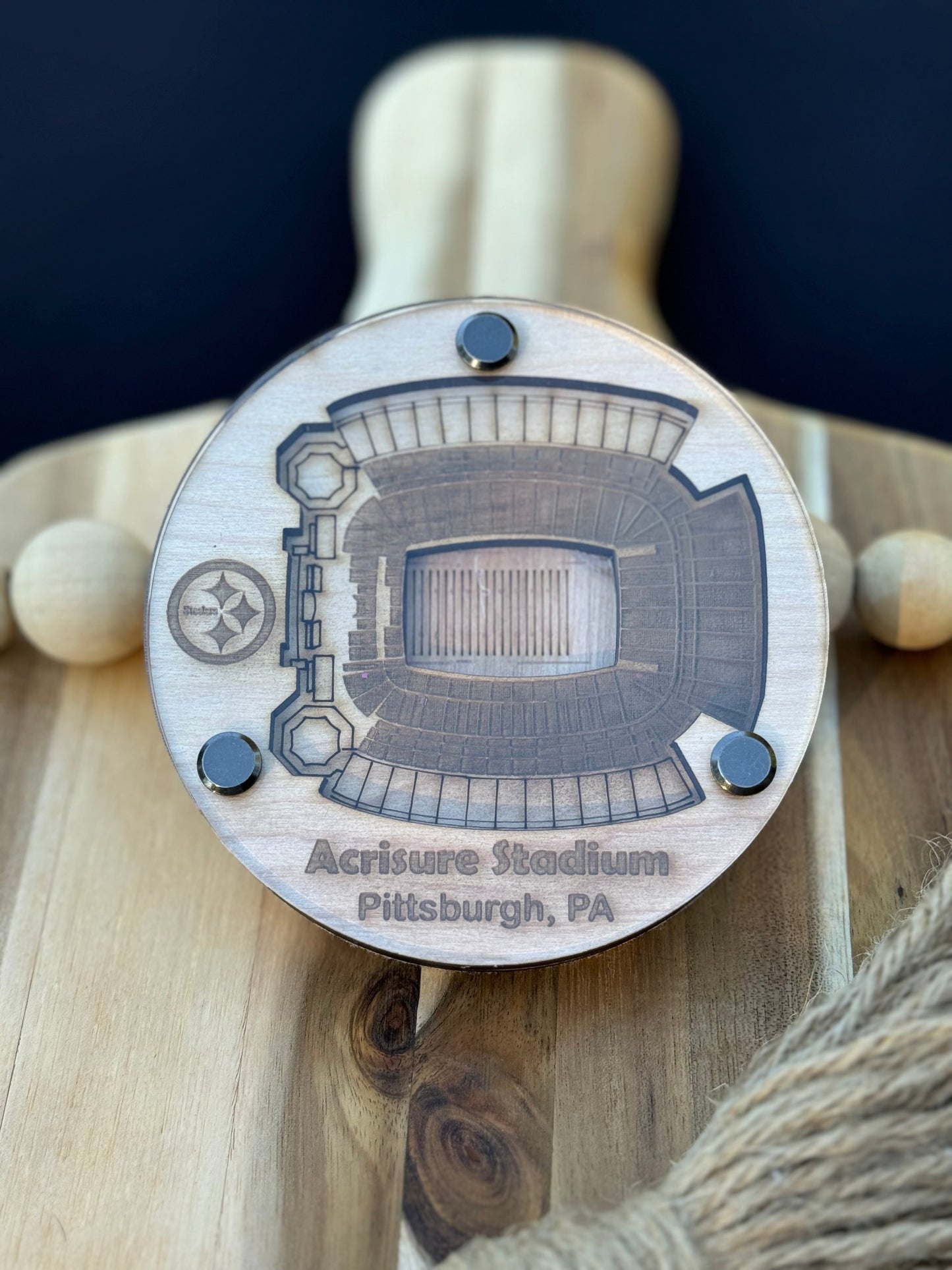 3D Stadium Coaster - NFL Team Coasters - Laser-Cut Birch Wood & Acrylic - Perfect Gift for Sports Fans & Man Cave Decor