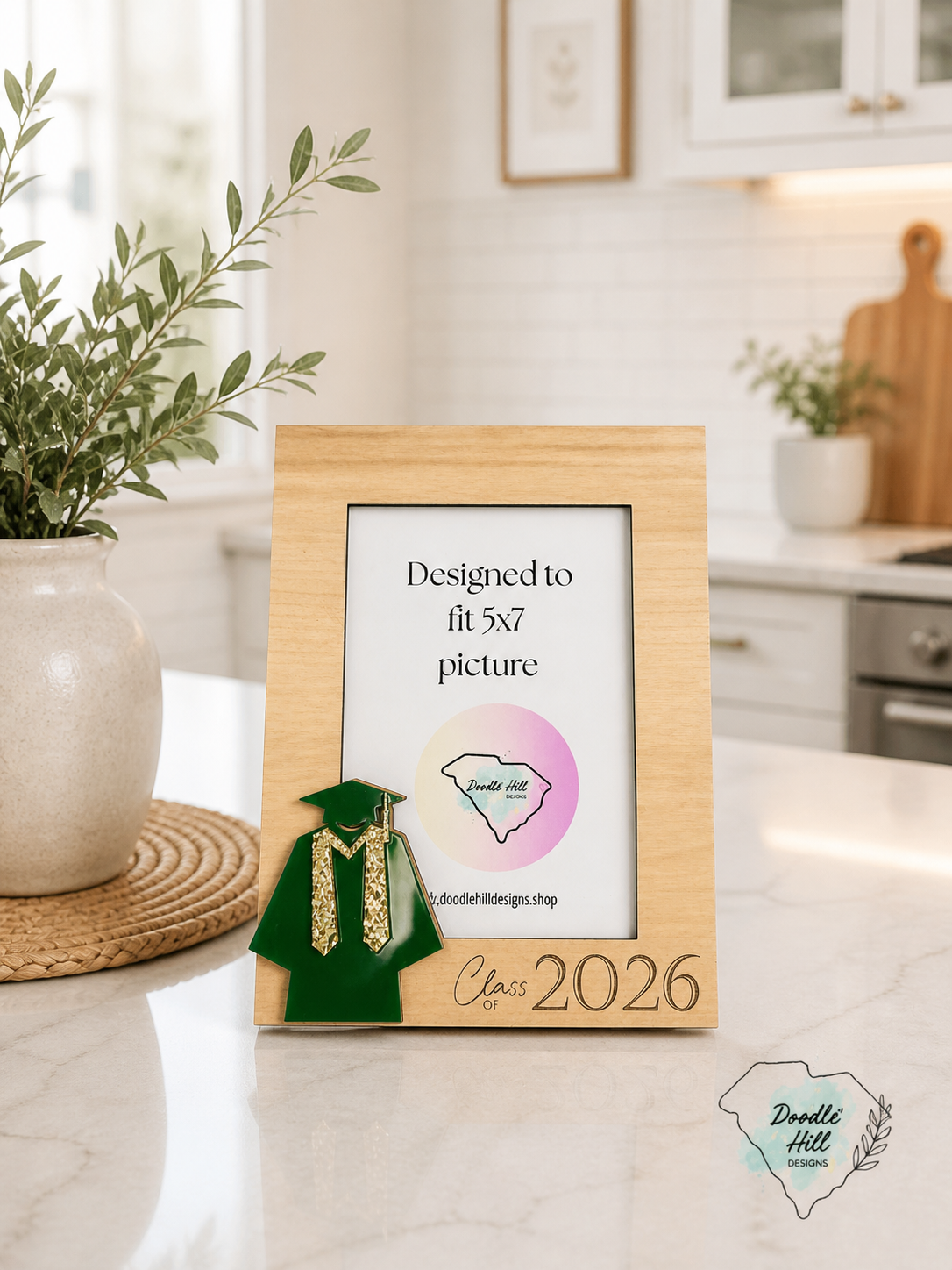 Personalized Graduation Frame 5x7 Photo | Class of 2026 Gift | Custom School Colors Cap & Gown | Senior Keepsake Frame