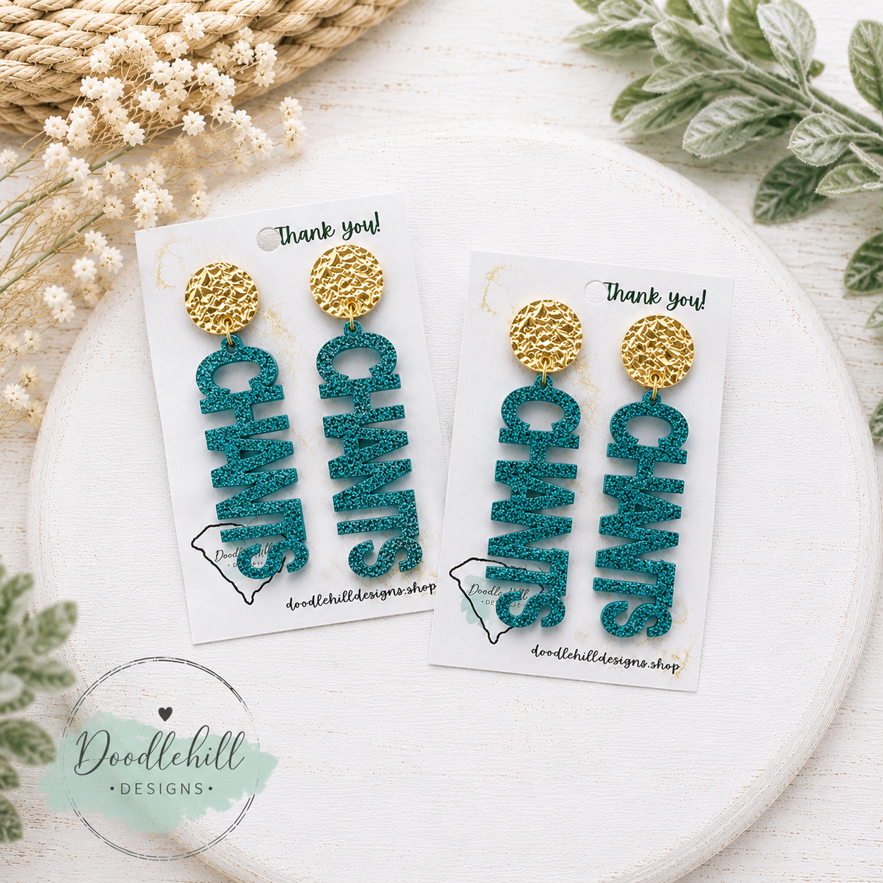 Lightweight Acrylic College Game Day Earrings – Coastal Carolina Spirit Jewelry | 2.5 Inch Dangles
