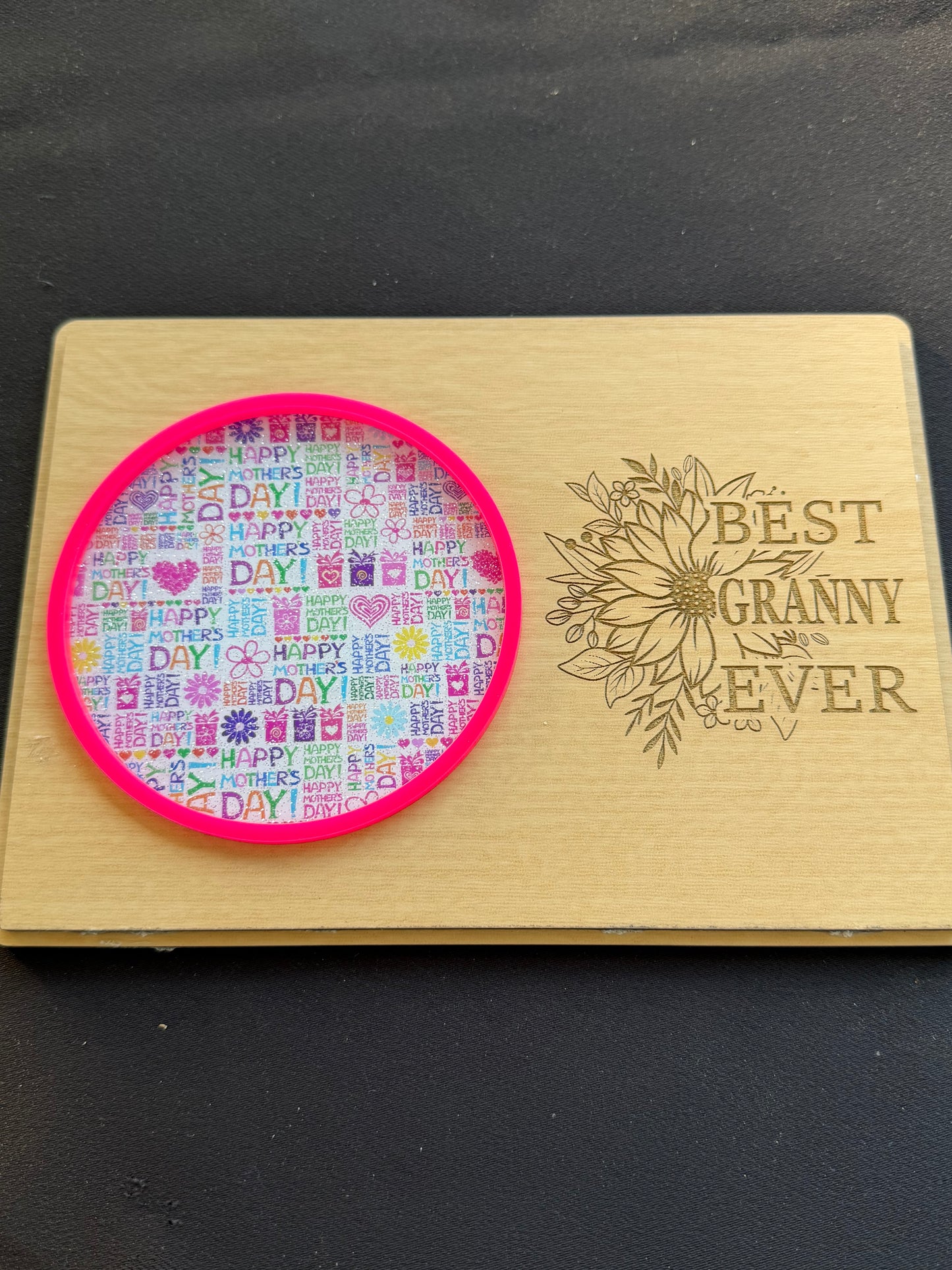 Mother’s Day Coaster Card Gift | Best Mimi, Granny, Gigi, Mom Ever Engraved Wood Card | Reusable Keepsake Coaster Gift for Mom