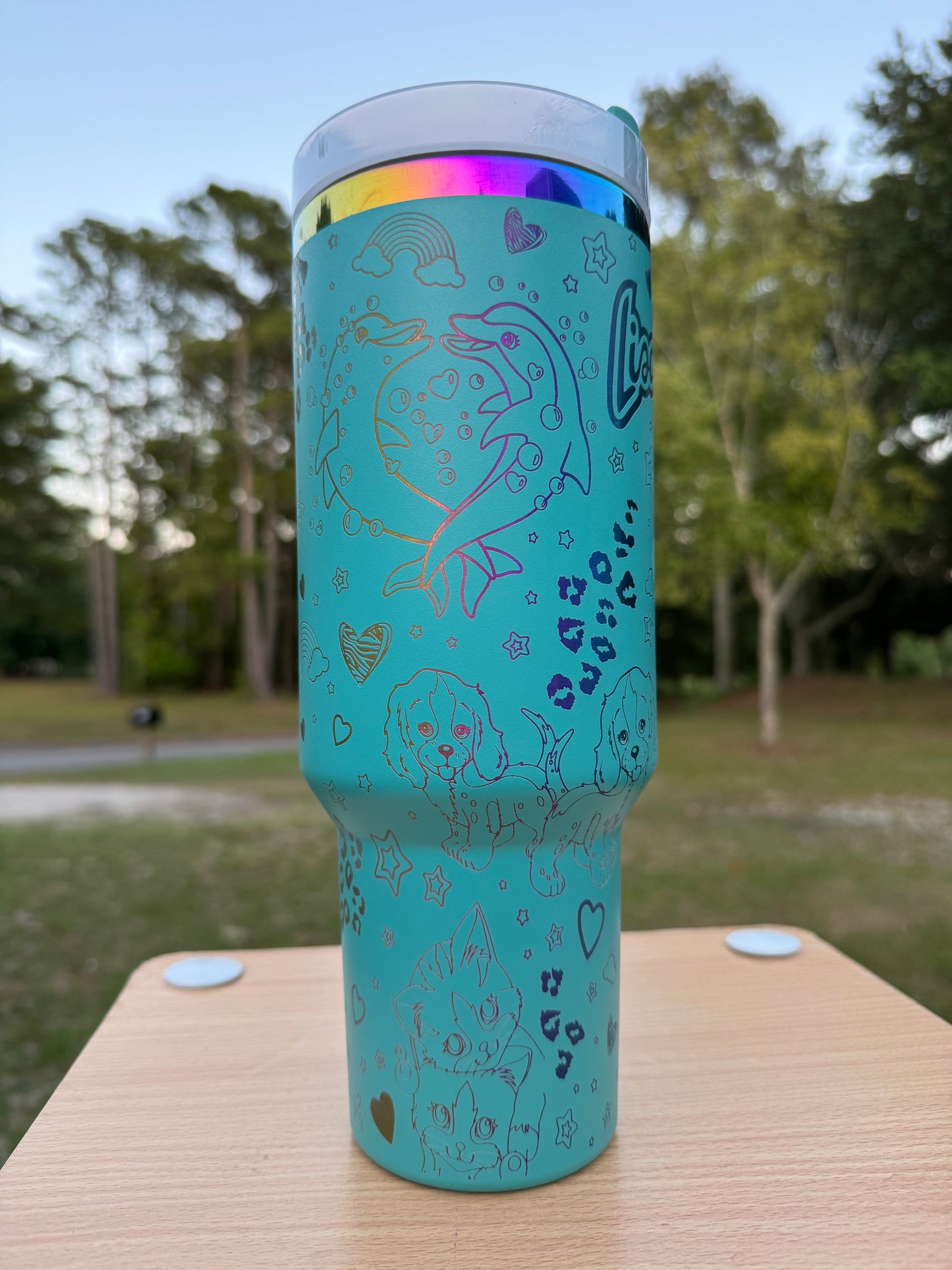 π Lisa Frank Tumbler β 40 oz Stainless Steel Travel Mug with Handle