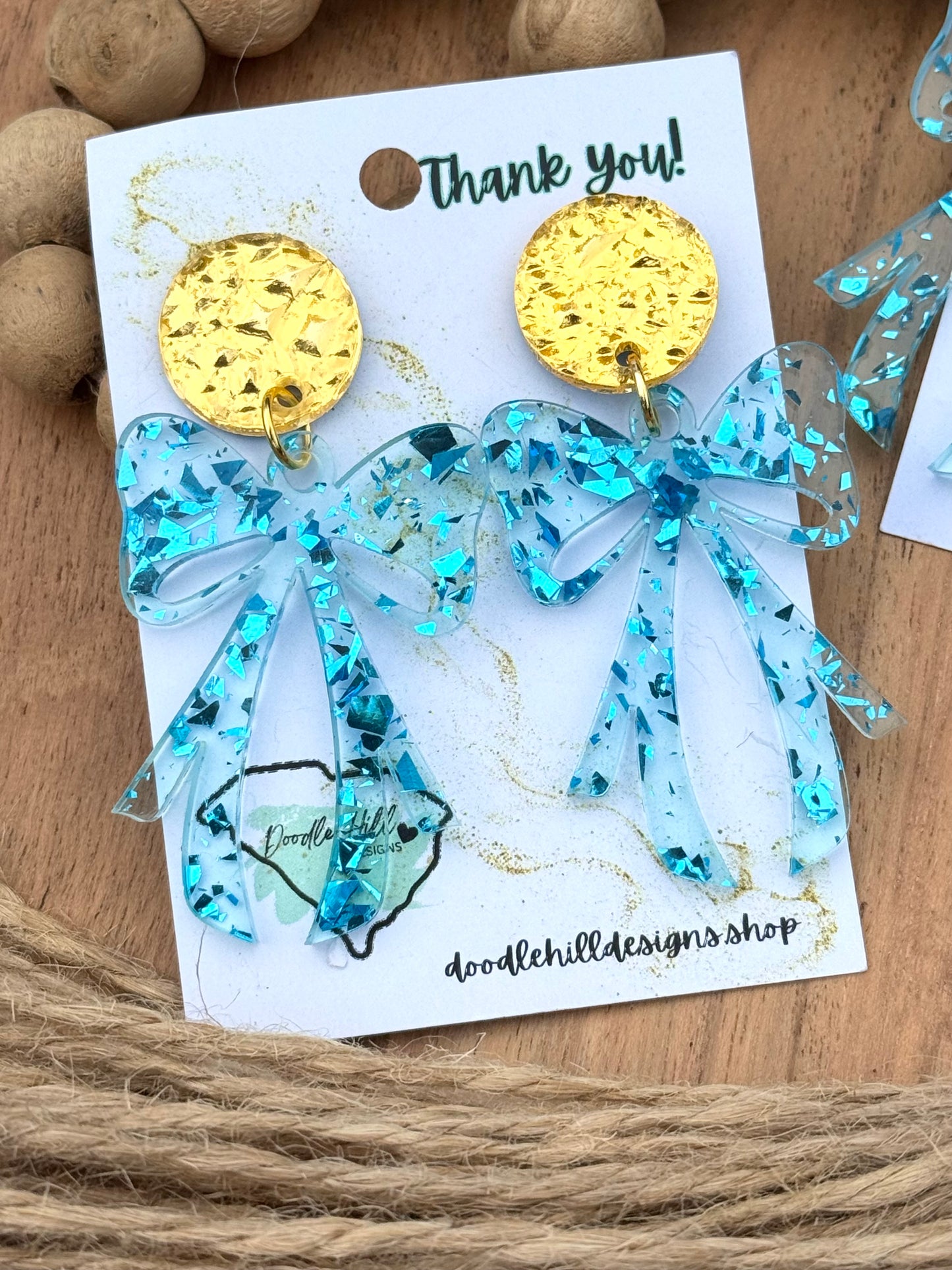 Glitter Flake Coquette Bow Earrings – Lightweight Acrylic Statement Jewelry with Gold or silver Textured Post