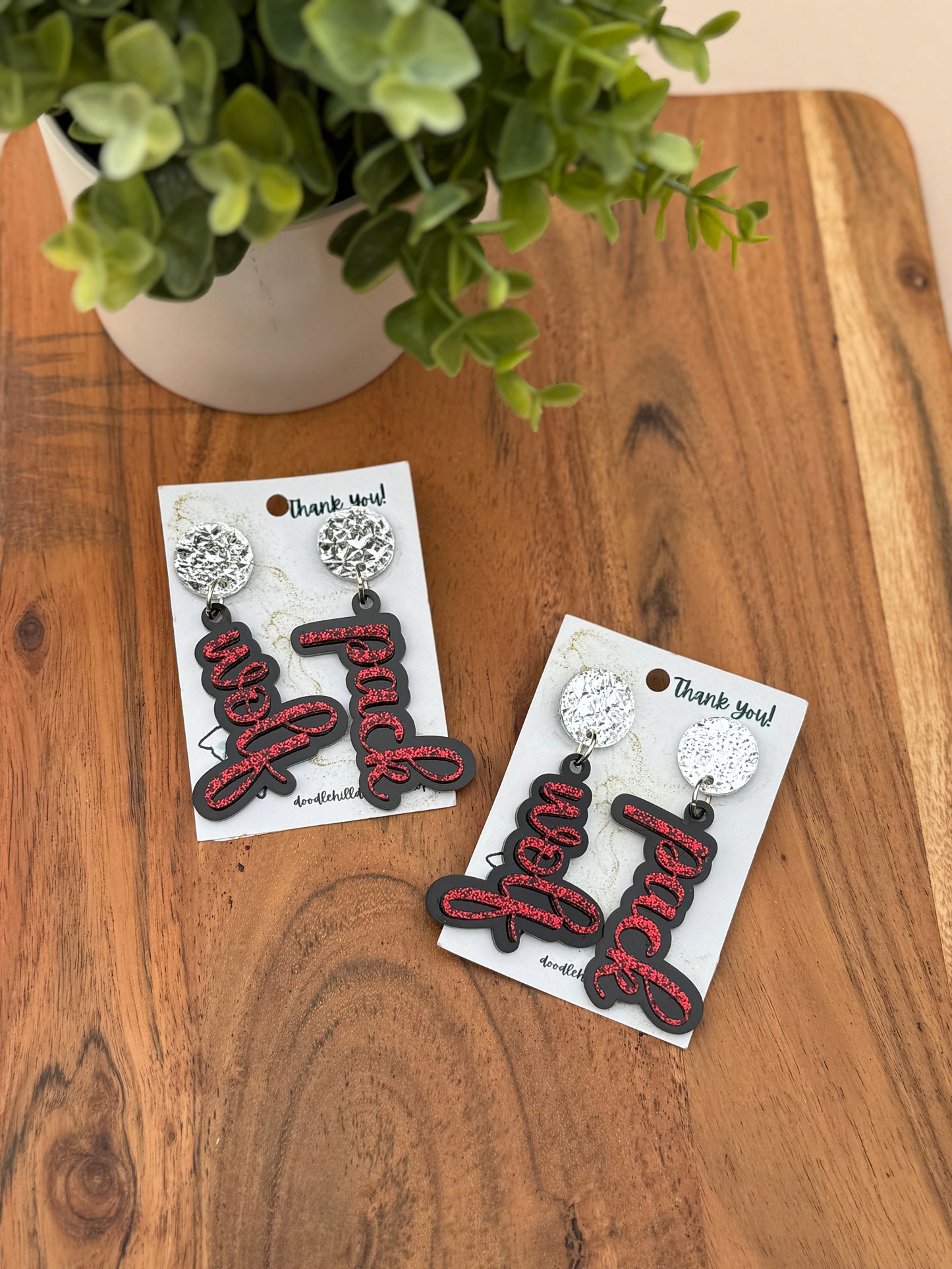 Lightweight Acrylic College Game Day Earrings – NC State Wolfpack Spirit Jewelry | 2.5 Inch Dangles