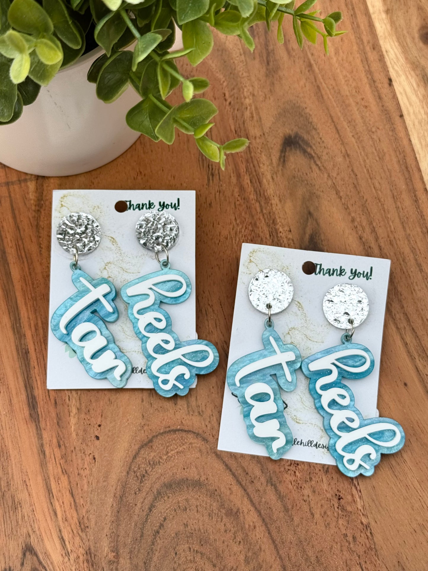 North Carolina Tar Heels Earrings – Lightweight Acrylic Dangle Jewelry | 2.5 Inch Game Day Spirit Wear