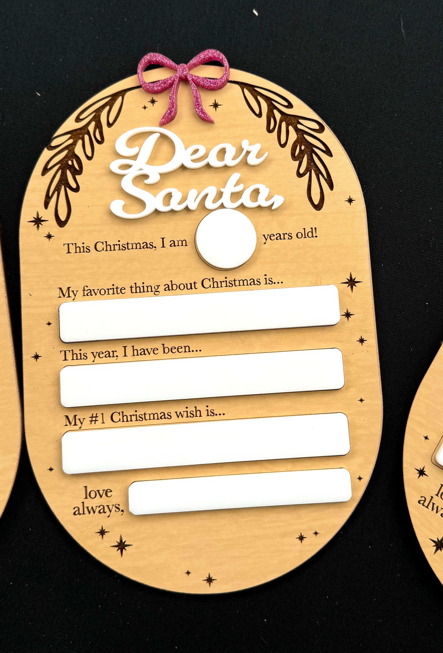 Dear Santa photo prop - Pink bow small