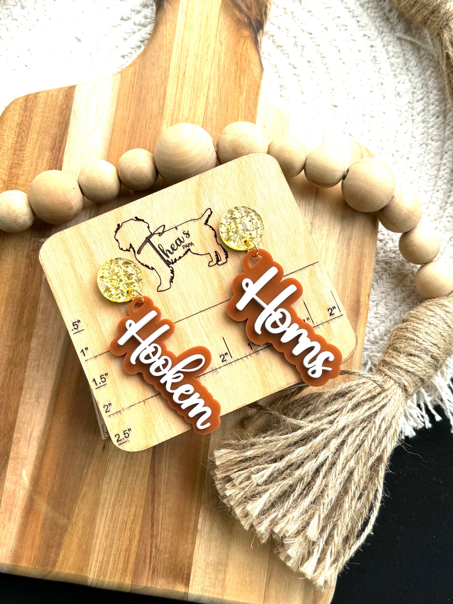 Game day statement earrings| University of Texas| Hook um horns| Longhorns| UT life