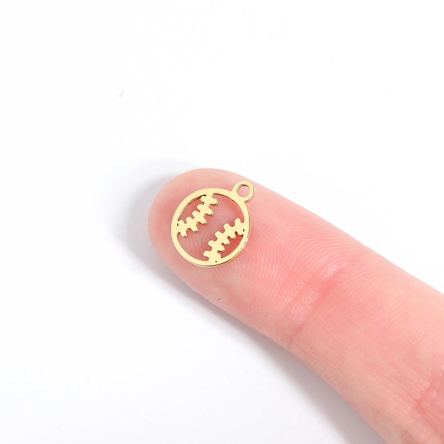 18K Gold PVD Stainless Steel Baseball Charm /