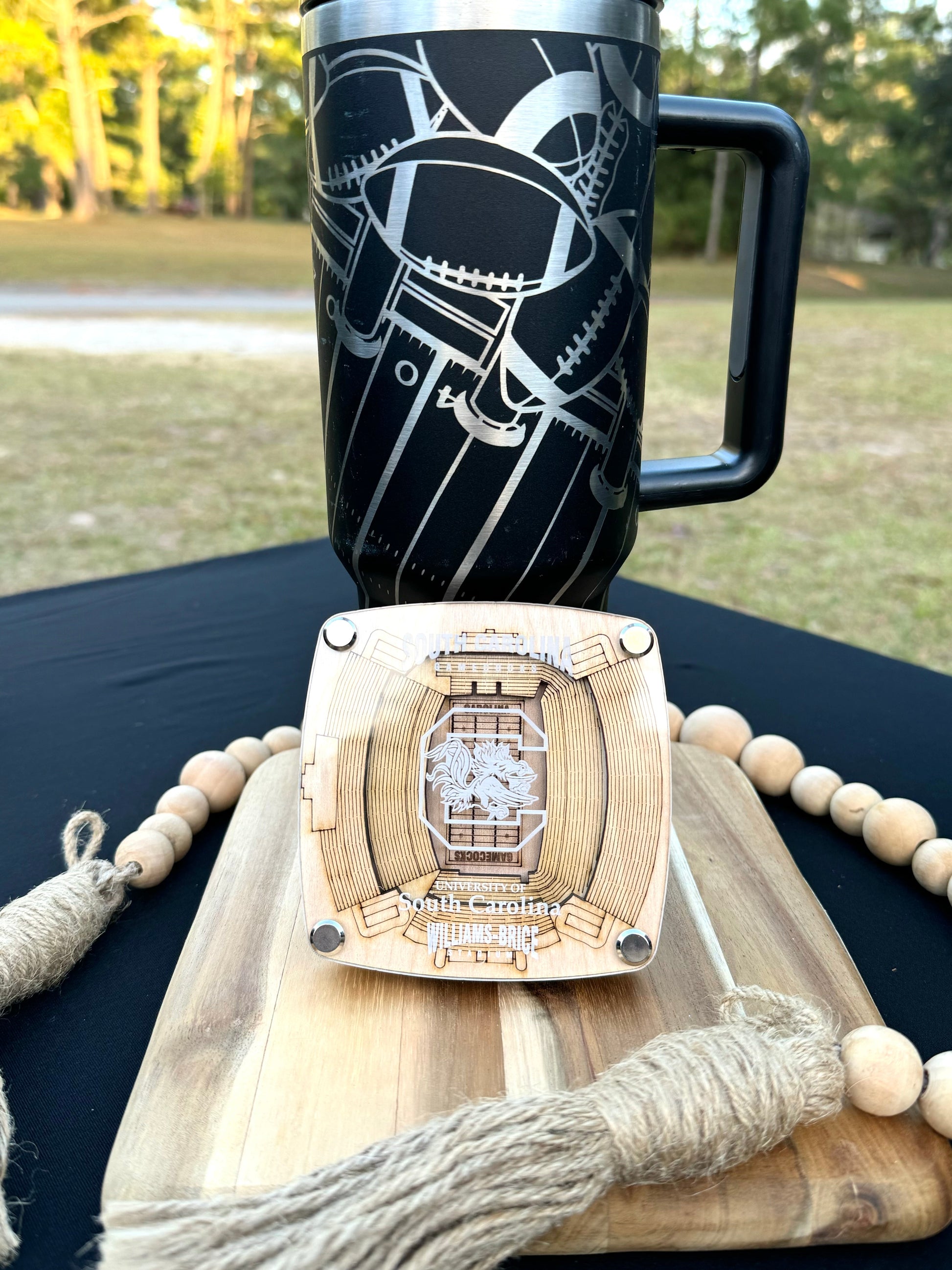 3D Stadium Coaster - Custom SC College - Laser-Cut Birch Wood & Acrylic - Perfect Gift for Sports Fans & Man Cave Decor