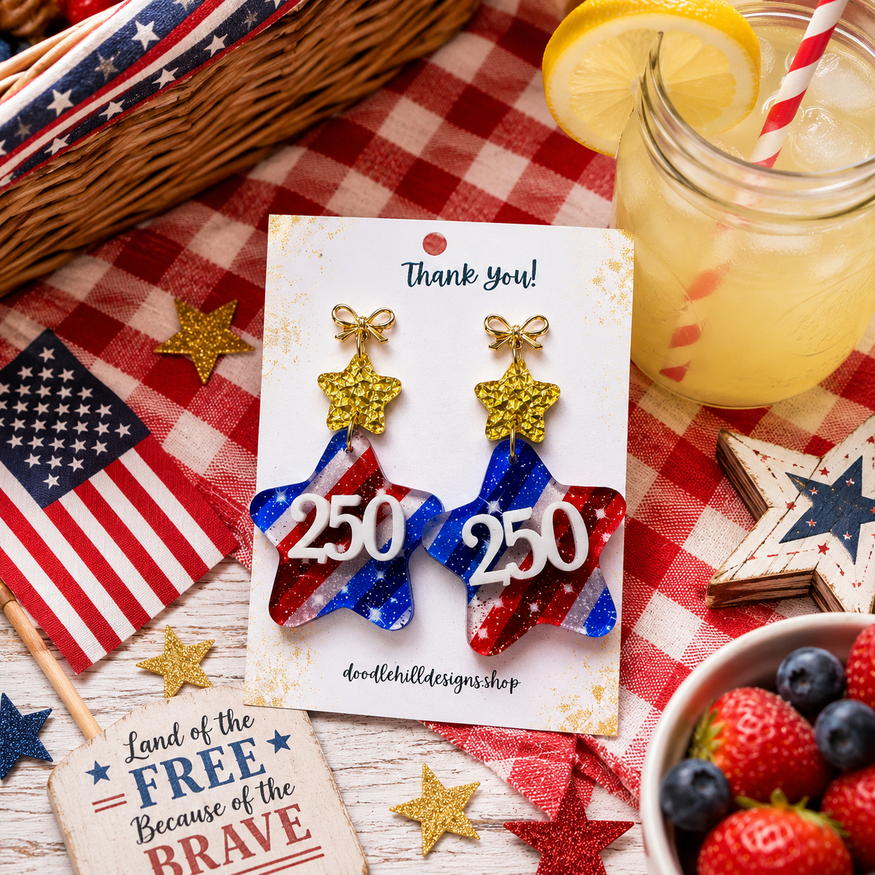 America 250 Commemorative Earrings | 250th Anniversary Patriotic Statement Earrings | Limited Edition 2026 Collection