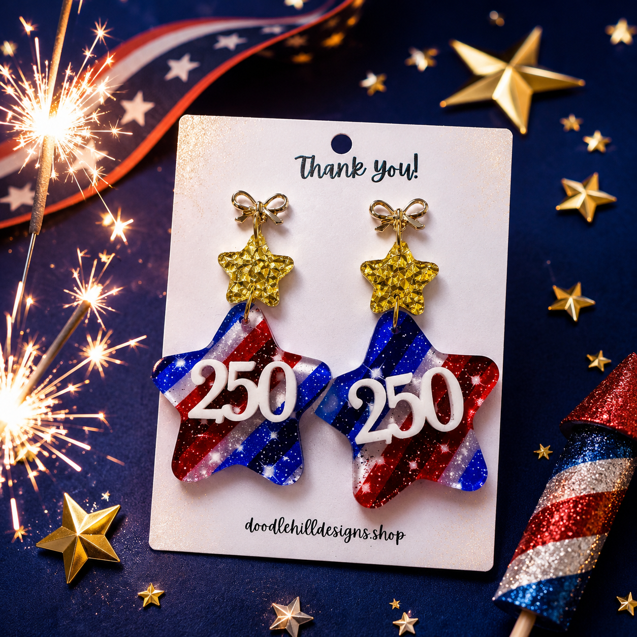 America 250 Commemorative Earrings | 250th Anniversary Patriotic Statement Earrings | Limited Edition 2026 Collection