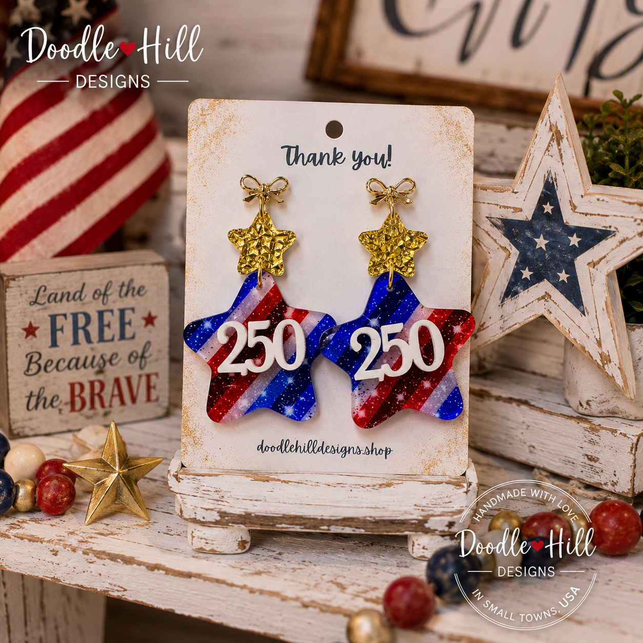 America 250 Commemorative Earrings | 250th Anniversary Patriotic Statement Earrings | Limited Edition 2026 Collection