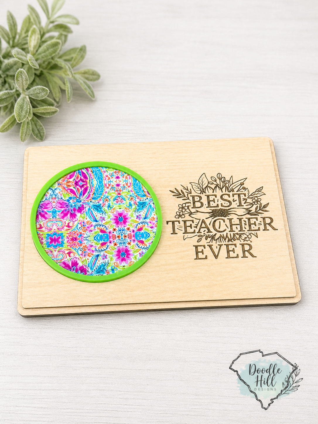 Teacher Appreciation Coaster Card | Best Teacher Ever Gift | Personalized Teacher Gift | End of Year Teacher Thank You |