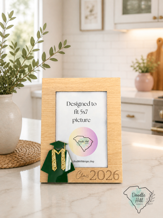 Personalized Graduation Frame 5x7 Photo | Class of 2026 Gift | Custom School Colors Cap & Gown | Senior Keepsake Frame