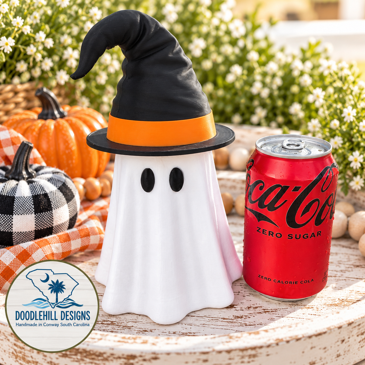 Boozie Ghost Can sleeve with Witch hat and can opener