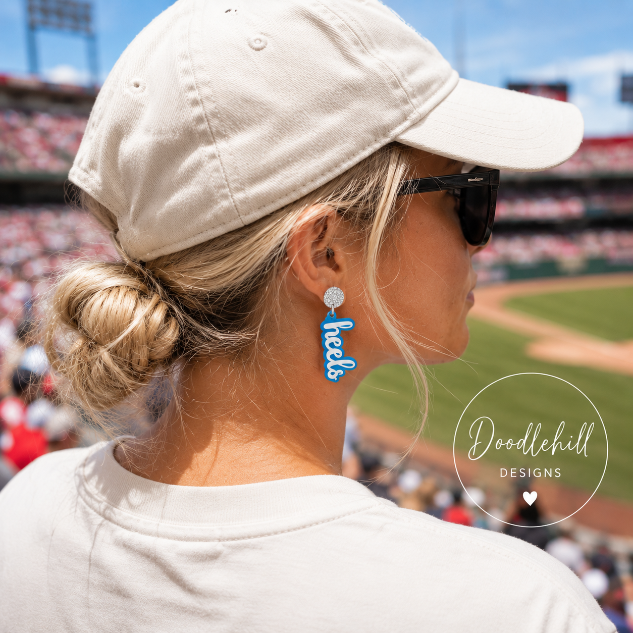 Tar Heel | Custom School Spirit Name Earrings | Personalized Game Day Earrings | Custom Team Color Acrylic Earrings | School Mascot Earrings | Lightweight Spirit Wear Earrings