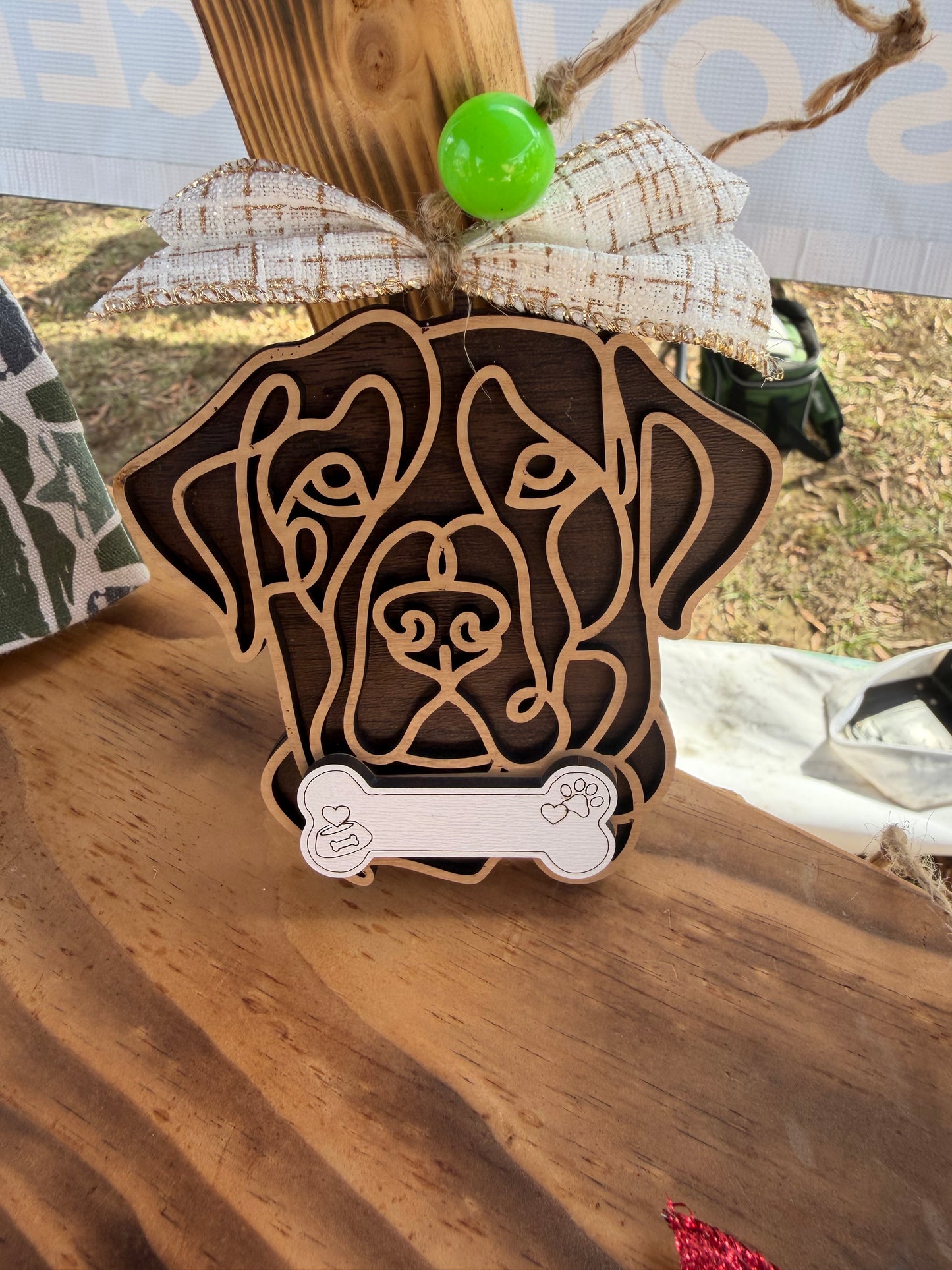 Personalized Labrador Retriever Christmas Ornament – Double Layer Dog Ornament | Custom Dog Name Bone | Dog Lover Gift | Pet Memorial or Holiday Keepsake