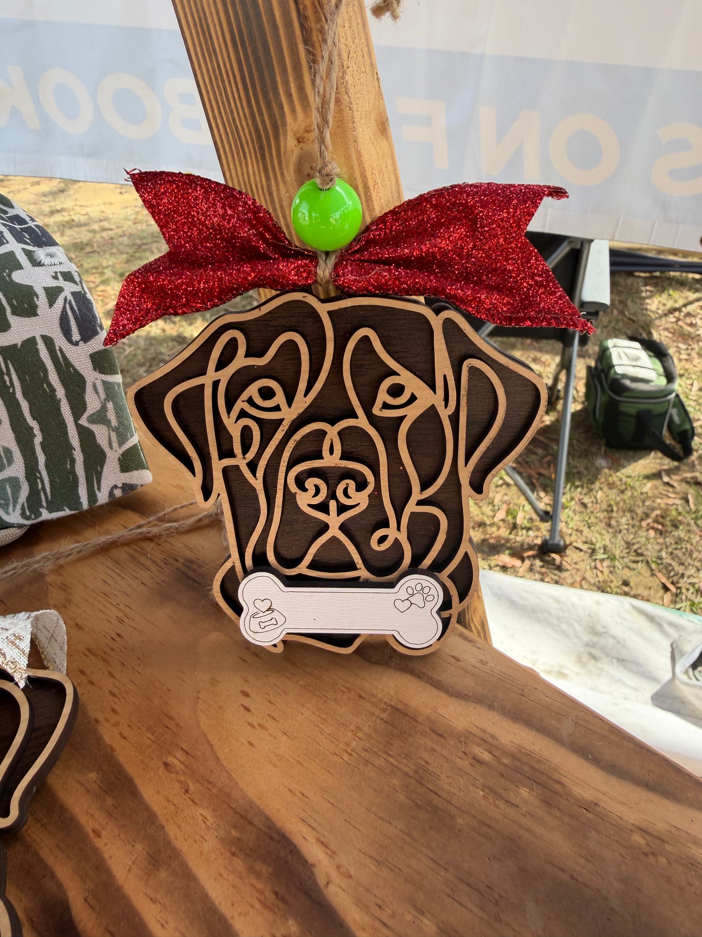 Personalized Labrador Retriever Christmas Ornament – Double Layer Dog Ornament | Custom Dog Name Bone | Dog Lover Gift | Pet Memorial or Holiday Keepsake