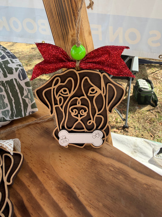 Personalized Labrador Retriever Christmas Ornament – Double Layer Dog Ornament | Custom Dog Name Bone | Dog Lover Gift | Pet Memorial or Holiday Keepsake