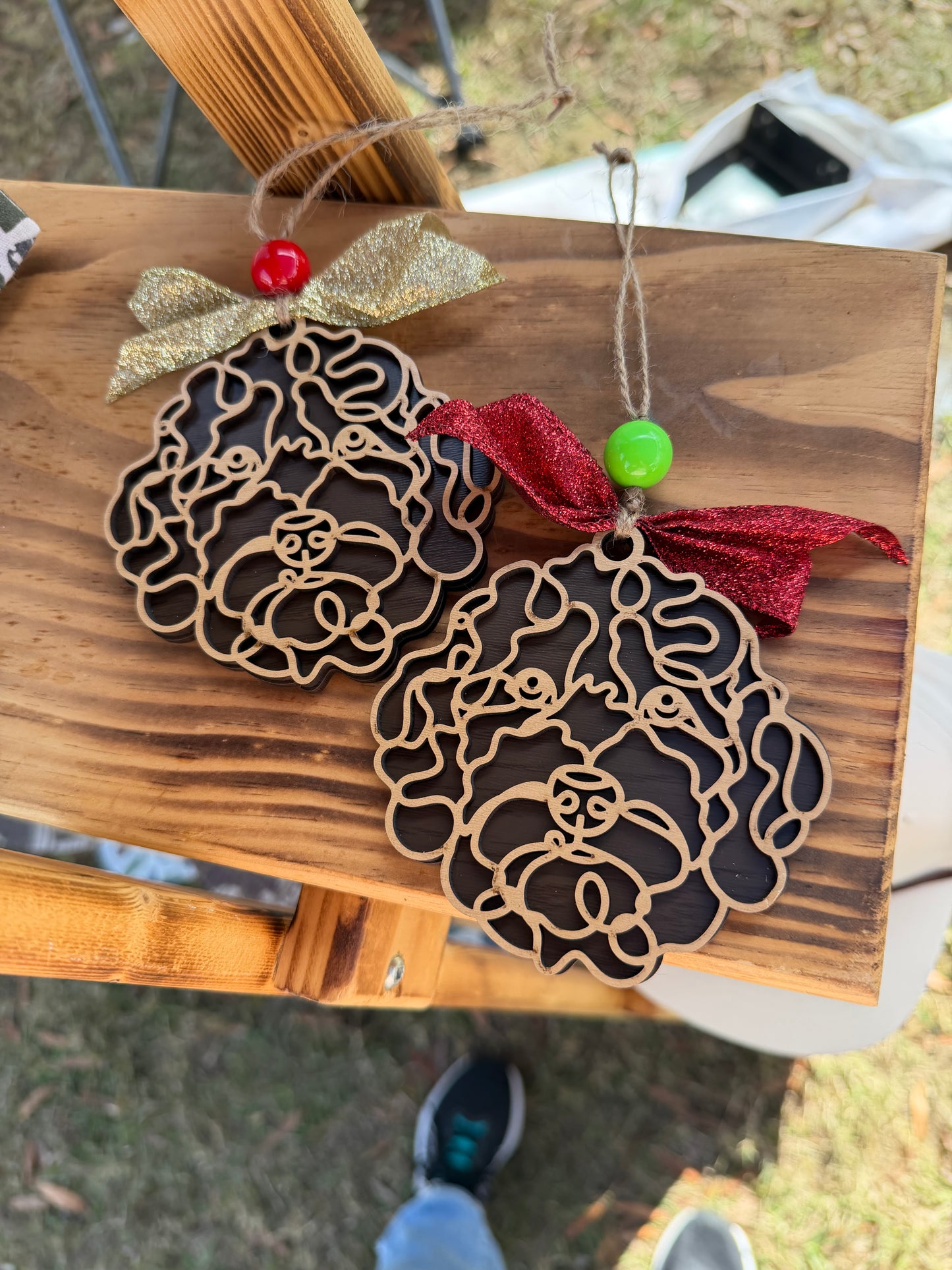 Personalized Golden Doodle Christmas Ornament – Double Layer Dog Ornament | Custom Dog Name Bone | Dog Lover Gift | Pet Memorial or Holiday Keepsake
