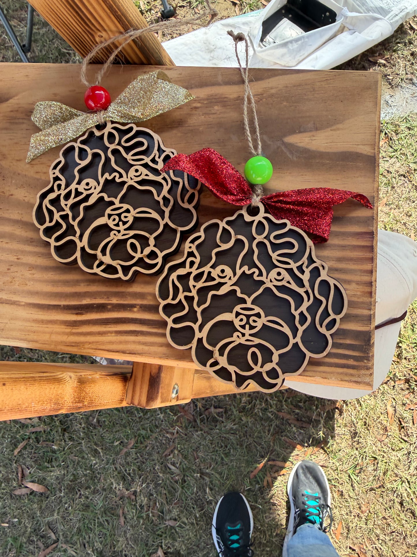 Personalized Golden Doodle Christmas Ornament – Double Layer Dog Ornament | Custom Dog Name Bone | Dog Lover Gift | Pet Memorial or Holiday Keepsake