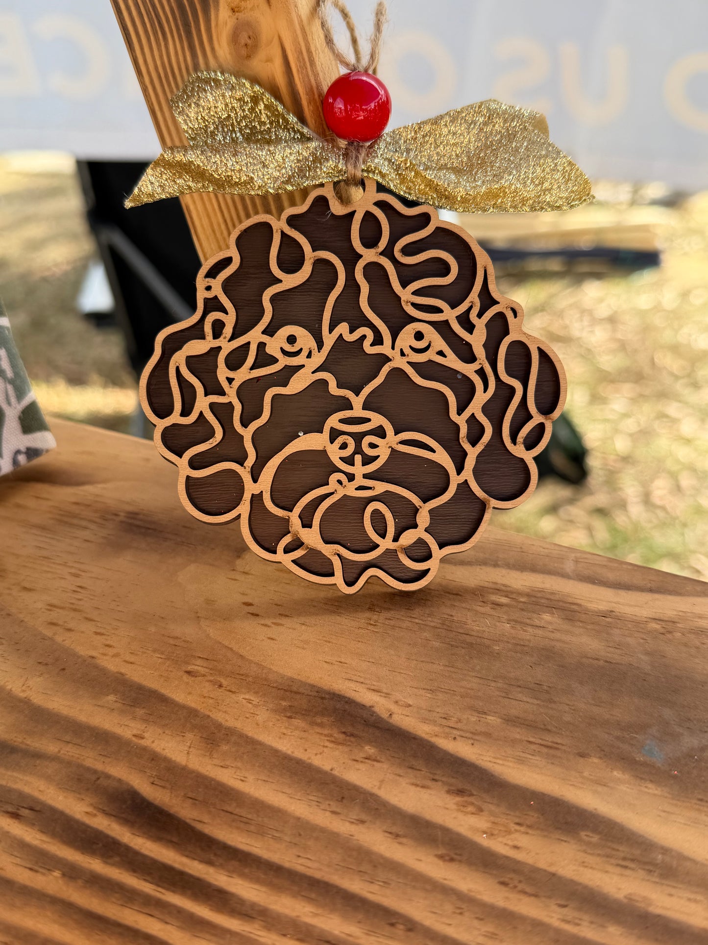 Personalized Golden Doodle Christmas Ornament – Double Layer Dog Ornament | Custom Dog Name Bone | Dog Lover Gift | Pet Memorial or Holiday Keepsake