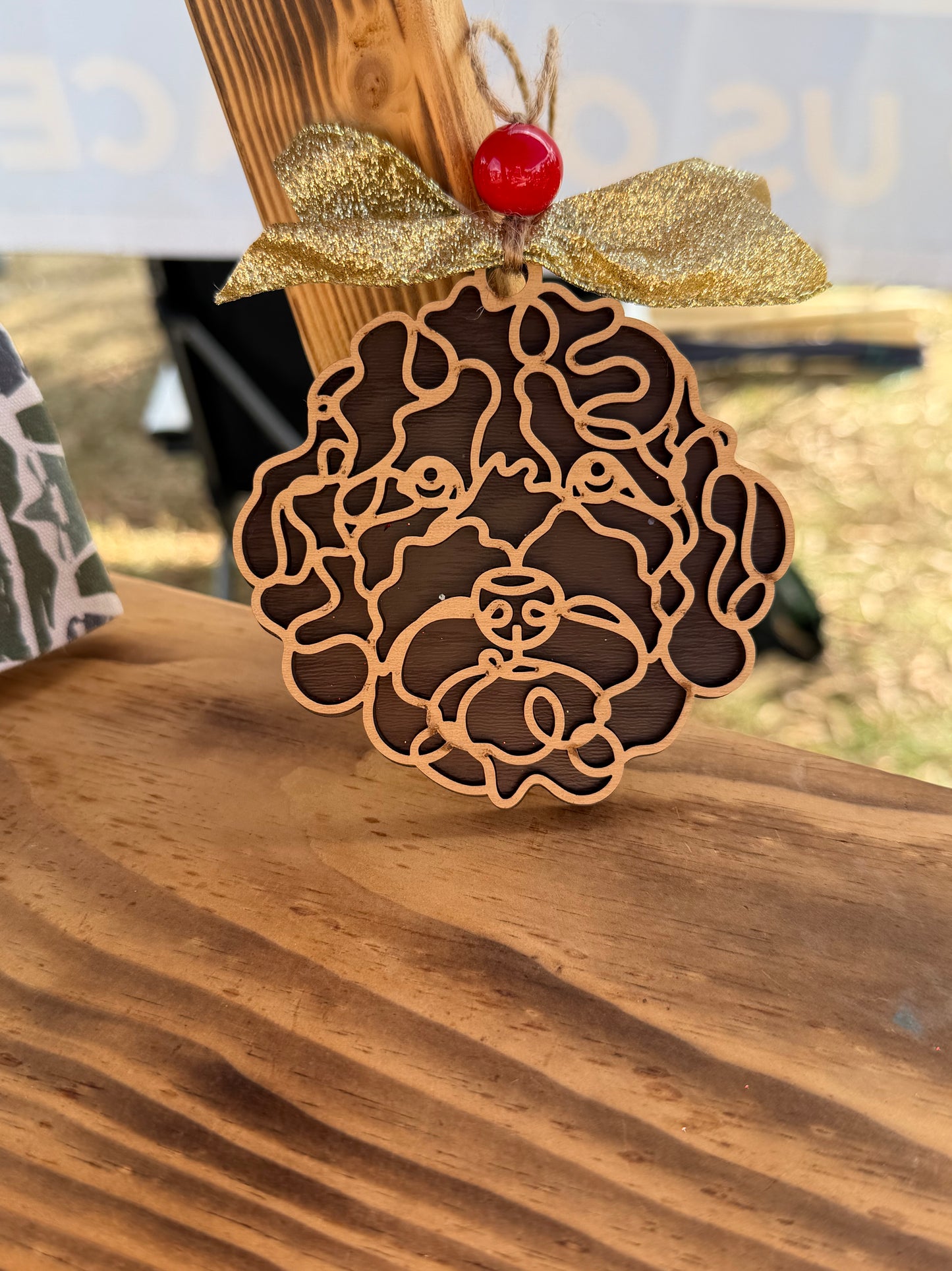 Personalized Golden Doodle Christmas Ornament – Double Layer Dog Ornament | Custom Dog Name Bone | Dog Lover Gift | Pet Memorial or Holiday Keepsake