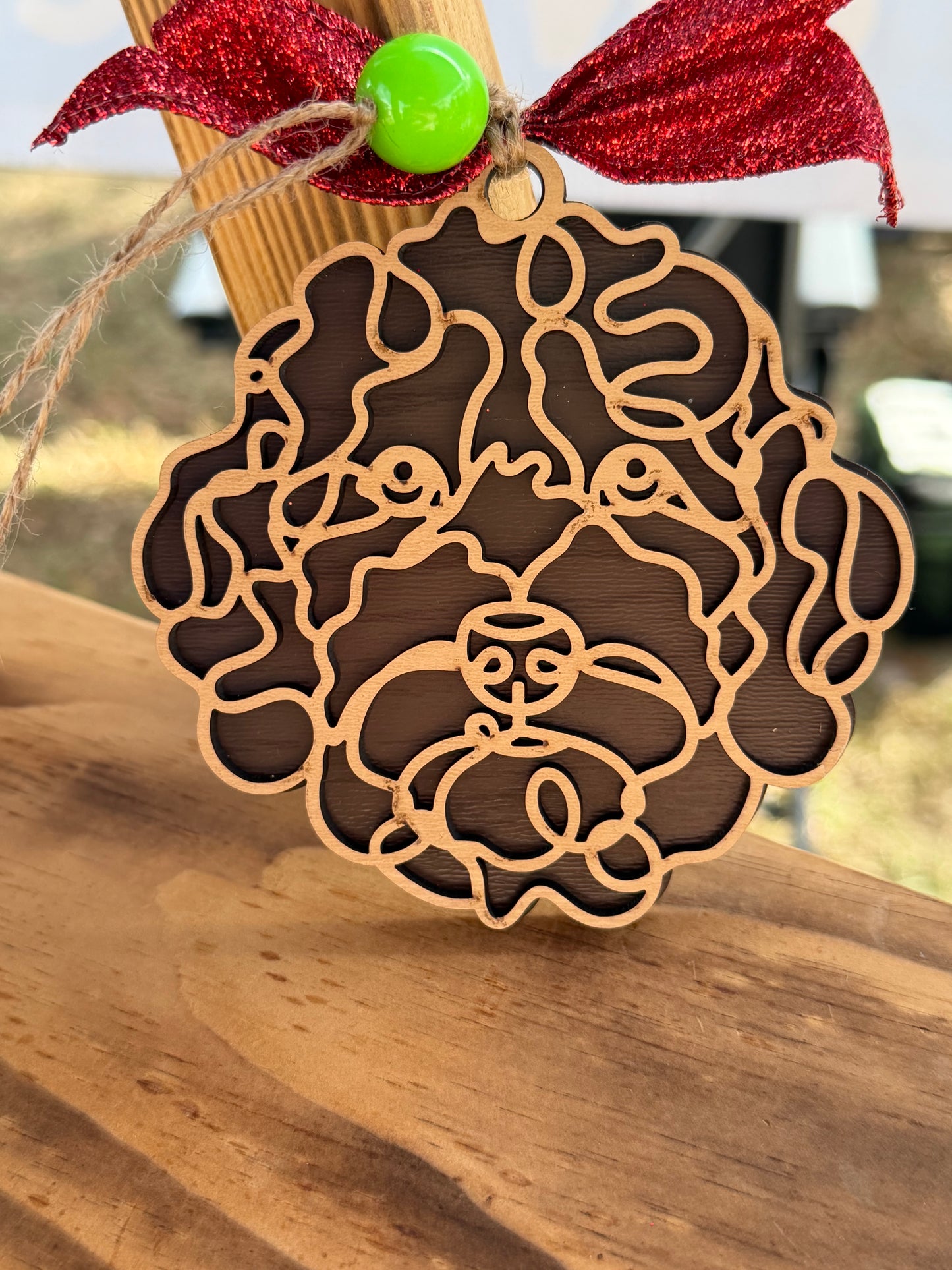 Personalized Golden Doodle Christmas Ornament – Double Layer Dog Ornament | Custom Dog Name Bone | Dog Lover Gift | Pet Memorial or Holiday Keepsake