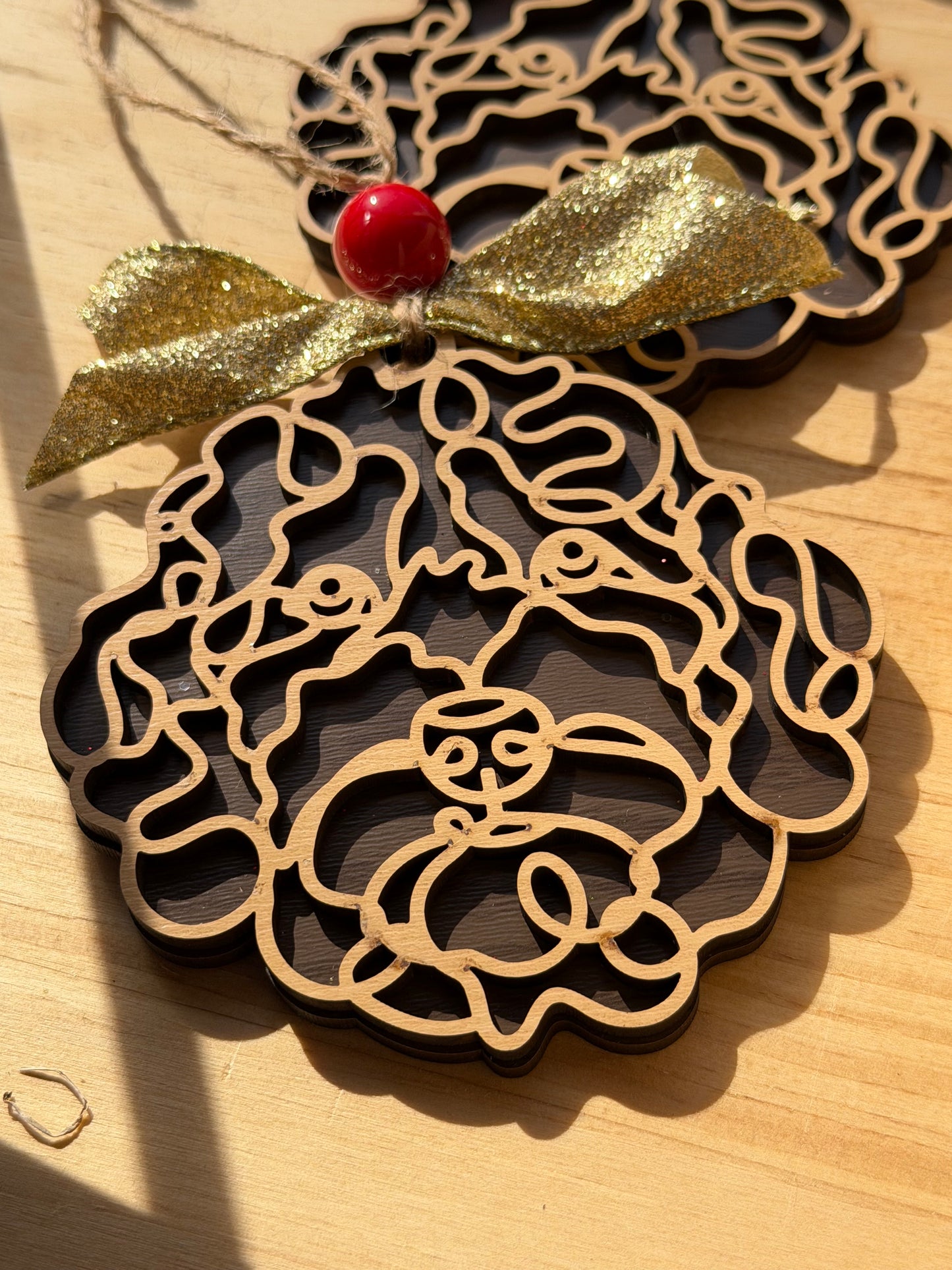 Personalized Golden Doodle Christmas Ornament – Double Layer Dog Ornament | Custom Dog Name Bone | Dog Lover Gift | Pet Memorial or Holiday Keepsake
