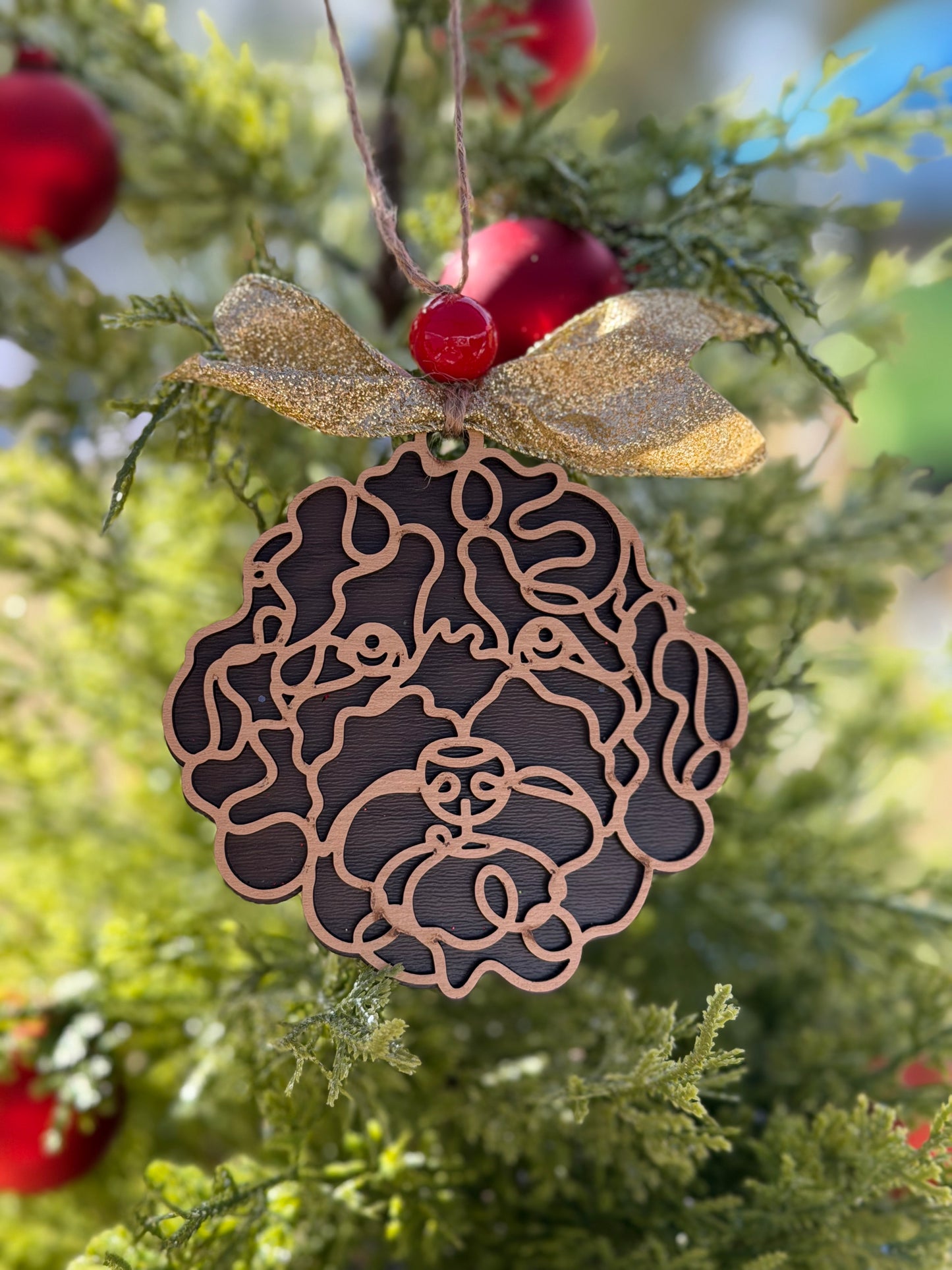 Personalized Golden Doodle Christmas Ornament – Double Layer Dog Ornament | Custom Dog Name Bone | Dog Lover Gift | Pet Memorial or Holiday Keepsake