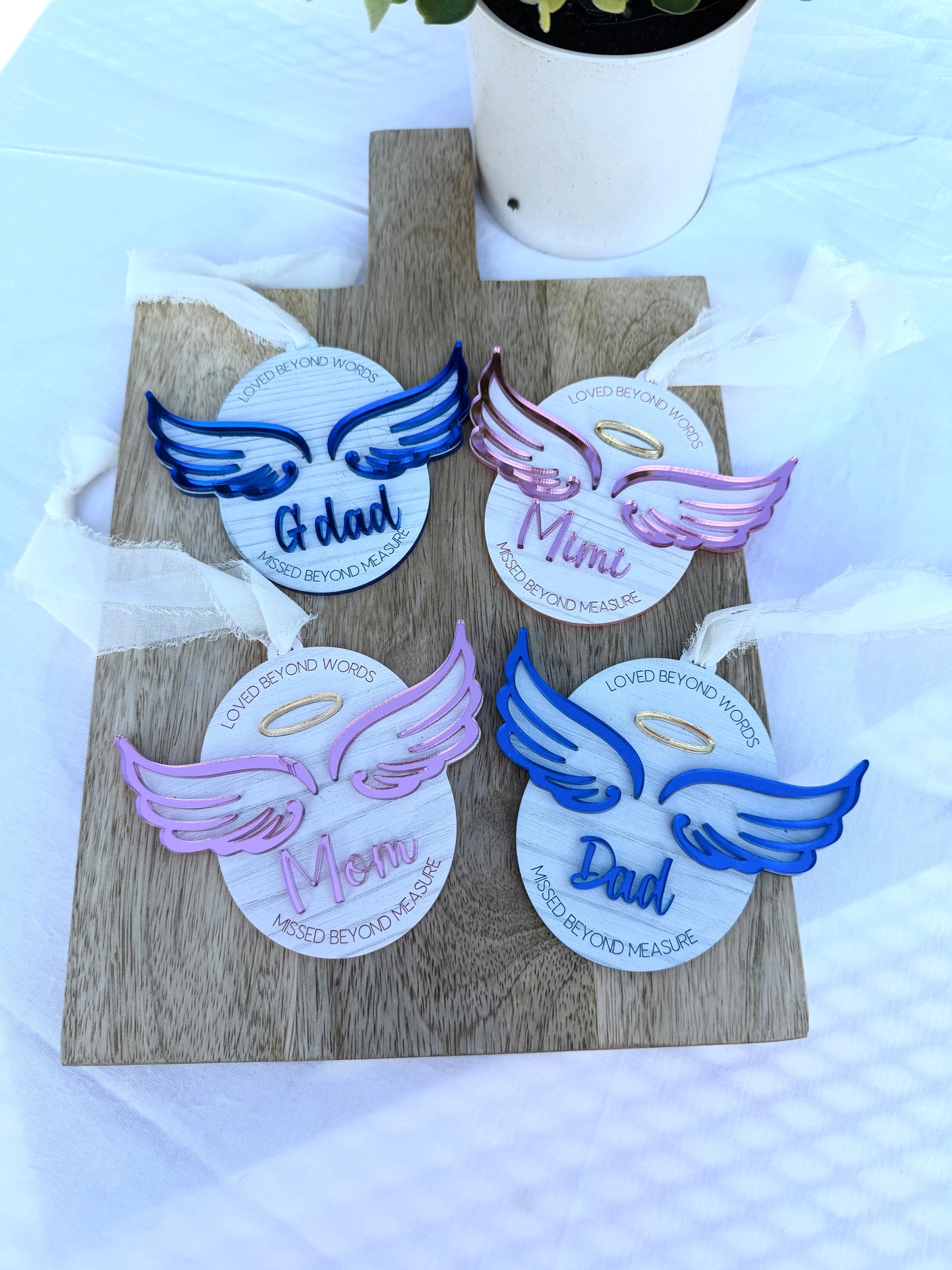 Personalized Memorial Christmas Ornament – Double Layer Acrylic Angel Ornament | Remembrance Ornament for Loved Ones | Mirror Acrylic Light-Reflecting Keepsake