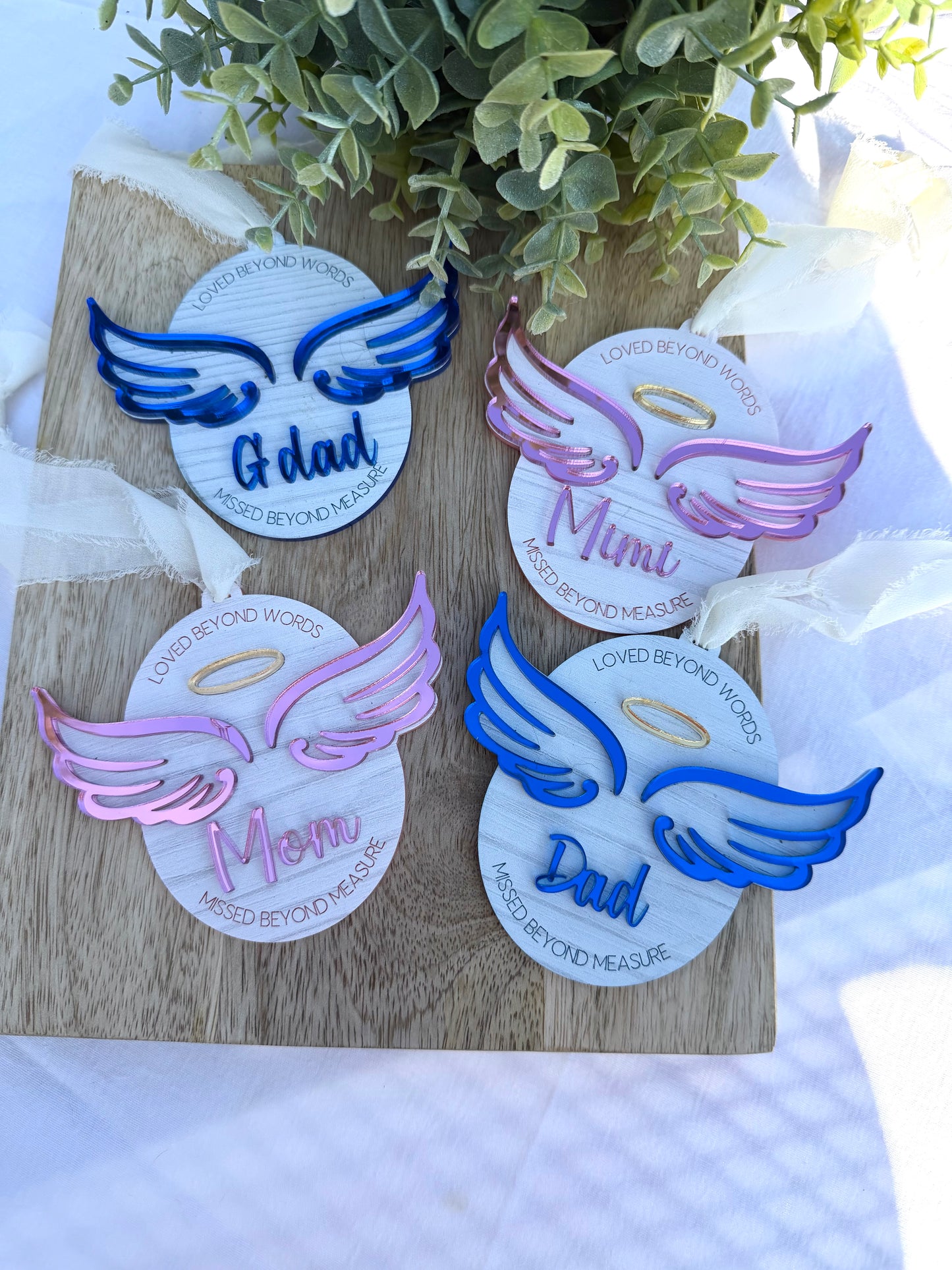 Personalized Memorial Christmas Ornament – Double Layer Acrylic Angel Ornament | Remembrance Ornament for Loved Ones | Mirror Acrylic Light-Reflecting Keepsake