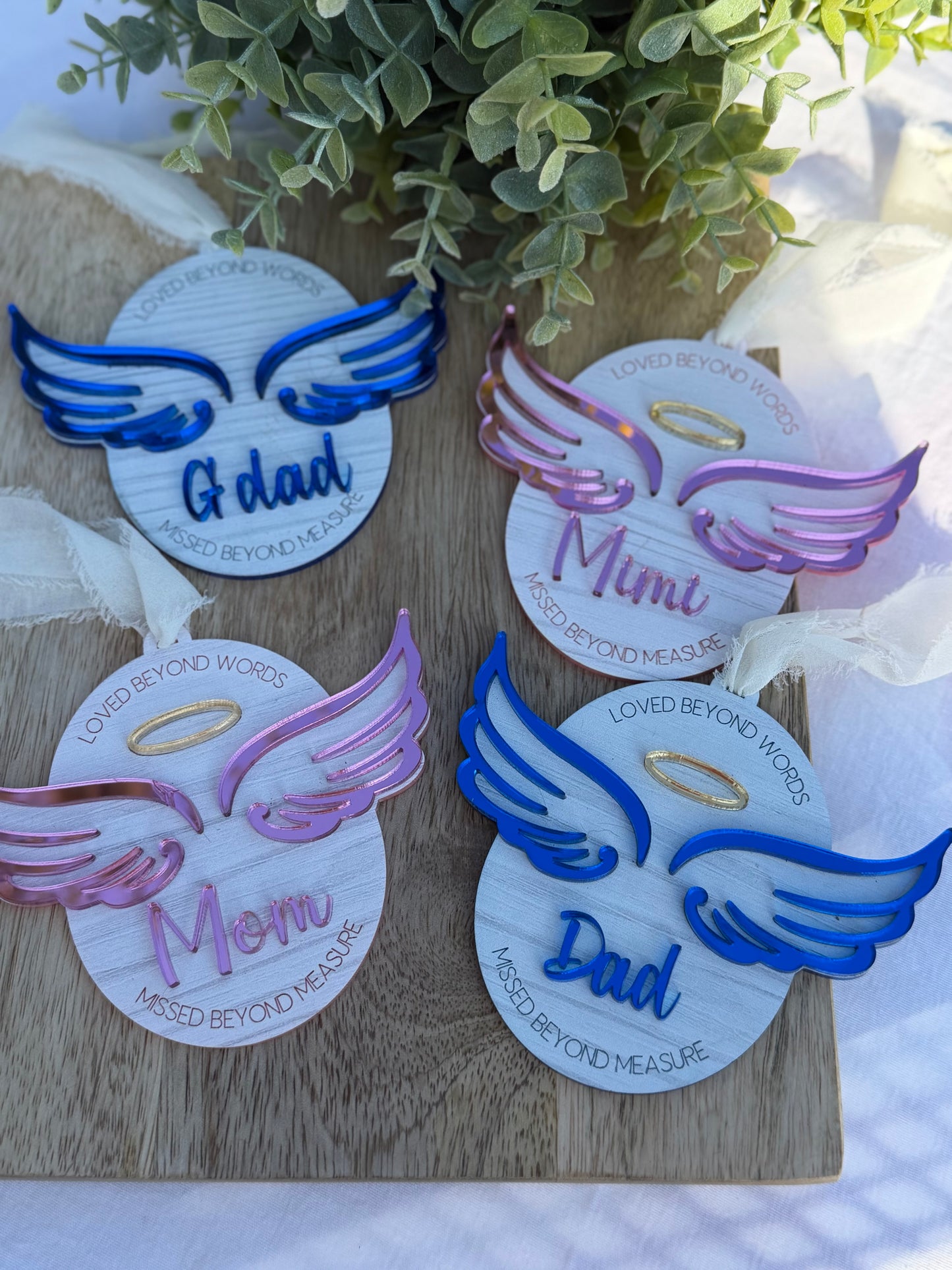 Personalized Memorial Christmas Ornament – Double Layer Acrylic Angel Ornament | Remembrance Ornament for Loved Ones | Mirror Acrylic Light-Reflecting Keepsake