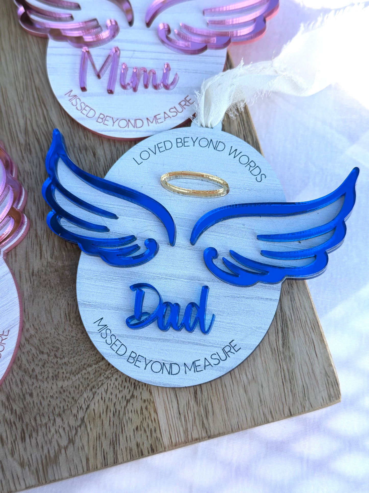 Personalized Memorial Christmas Ornament – Double Layer Acrylic Angel Ornament | Remembrance Ornament for Loved Ones | Mirror Acrylic Light-Reflecting Keepsake
