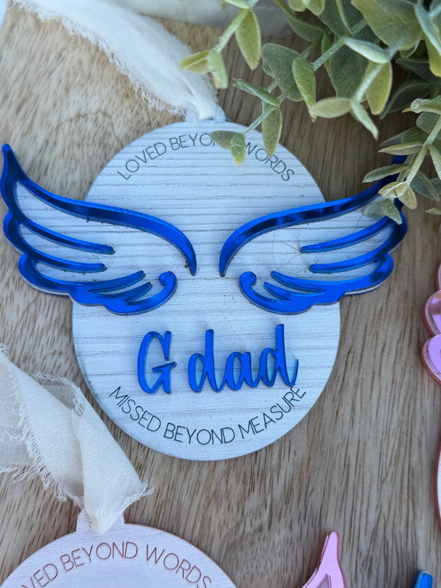 Personalized Memorial Christmas Ornament – Double Layer Acrylic Angel Ornament | Remembrance Ornament for Loved Ones | Mirror Acrylic Light-Reflecting Keepsake
