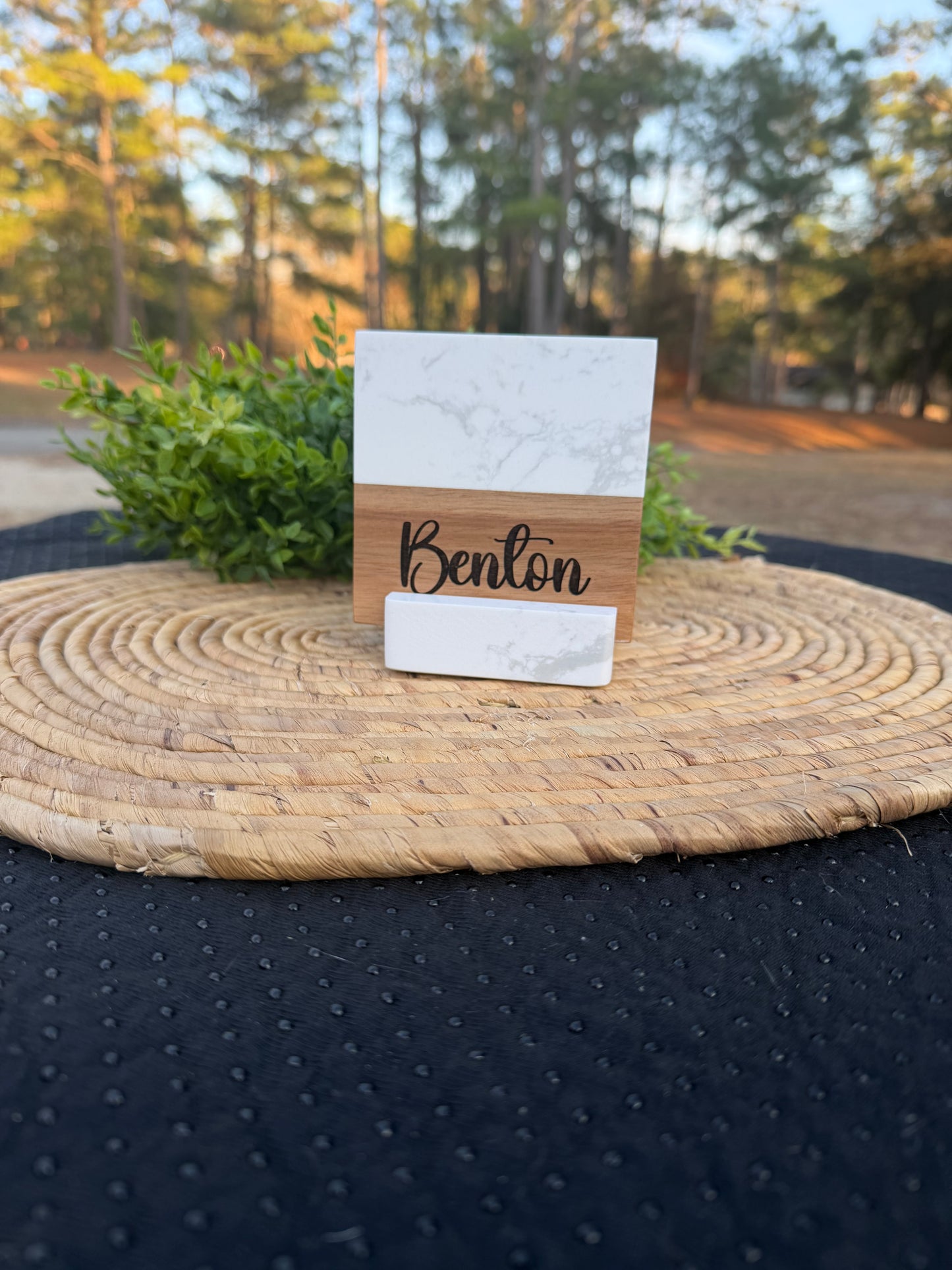 Custom Marble and Arcacia Wood Coasters