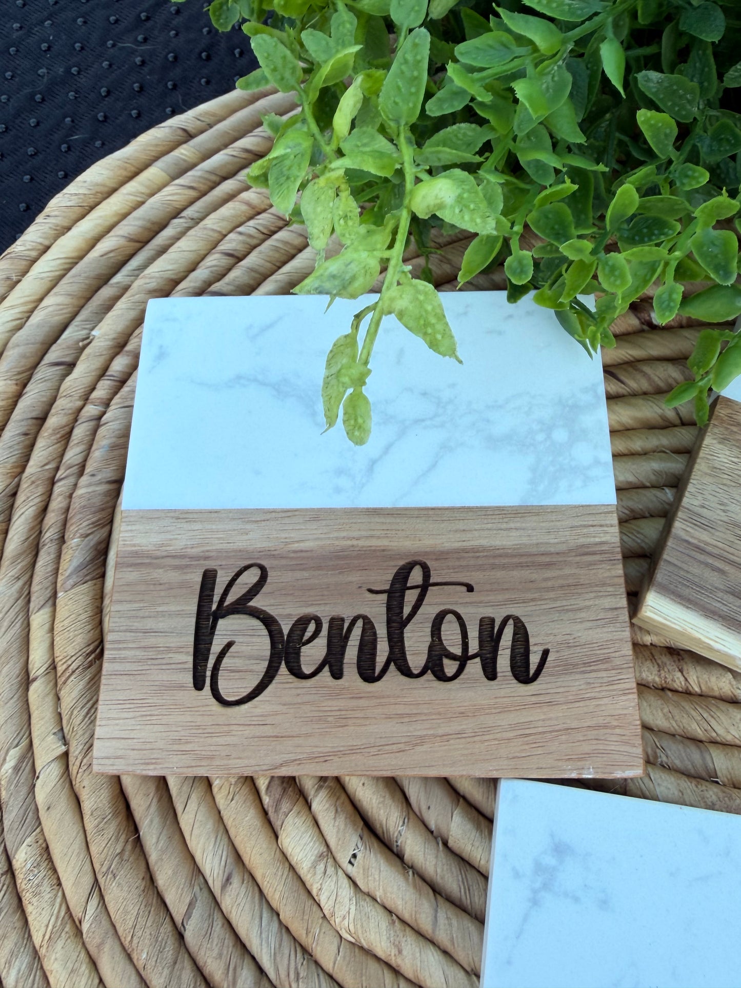Custom Marble and Arcacia Wood Coasters