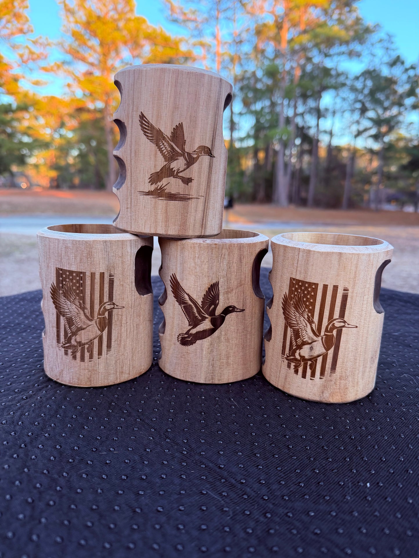 Wooden Beer Can Holder | Insulated Wood & Cork Beer Cooler | Fits 12 oz & 16 oz Cans