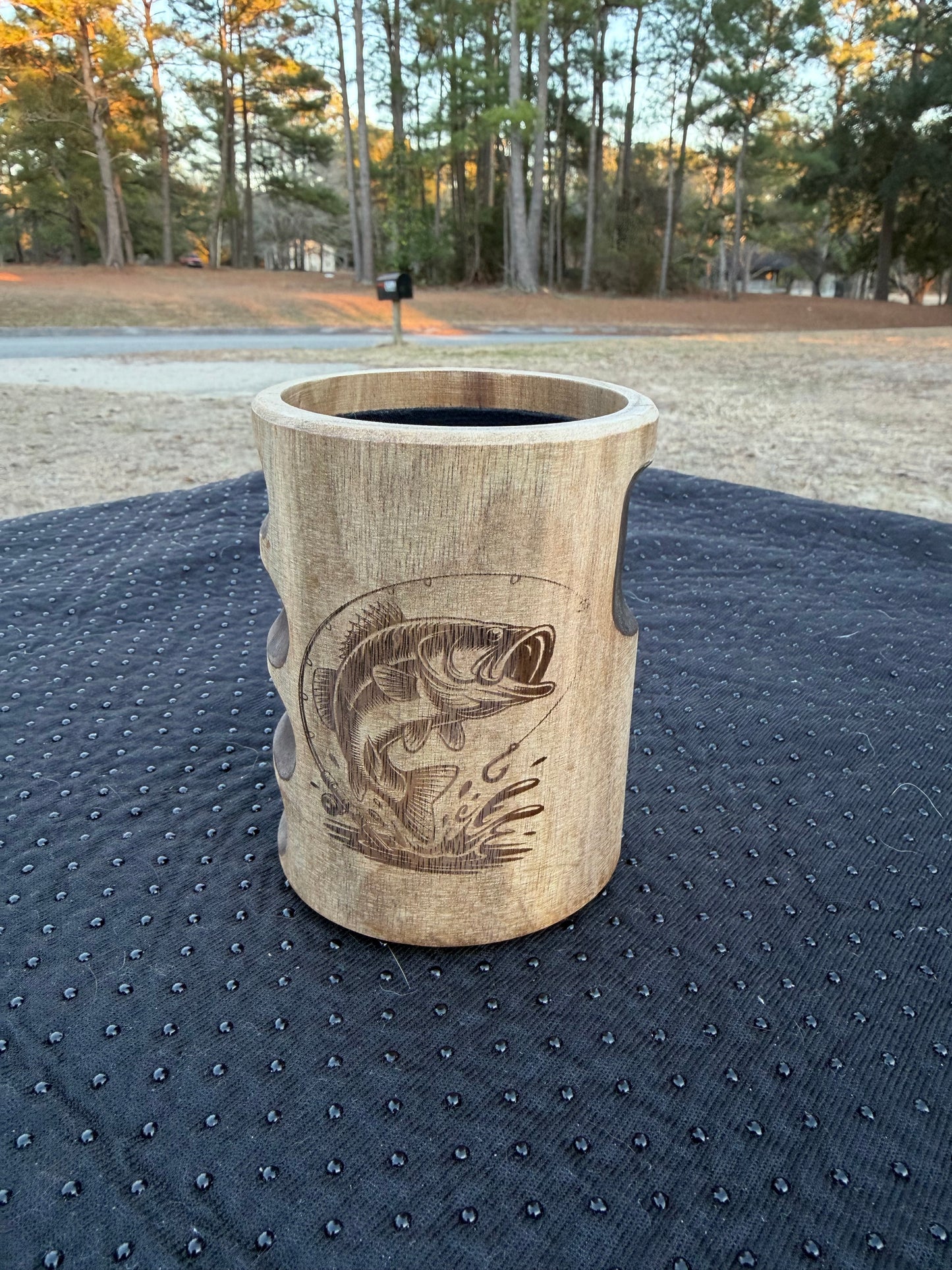 Wooden Beer Can Holder | Insulated Wood & Cork Beer Cooler | Fits 12 oz & 16 oz Cans