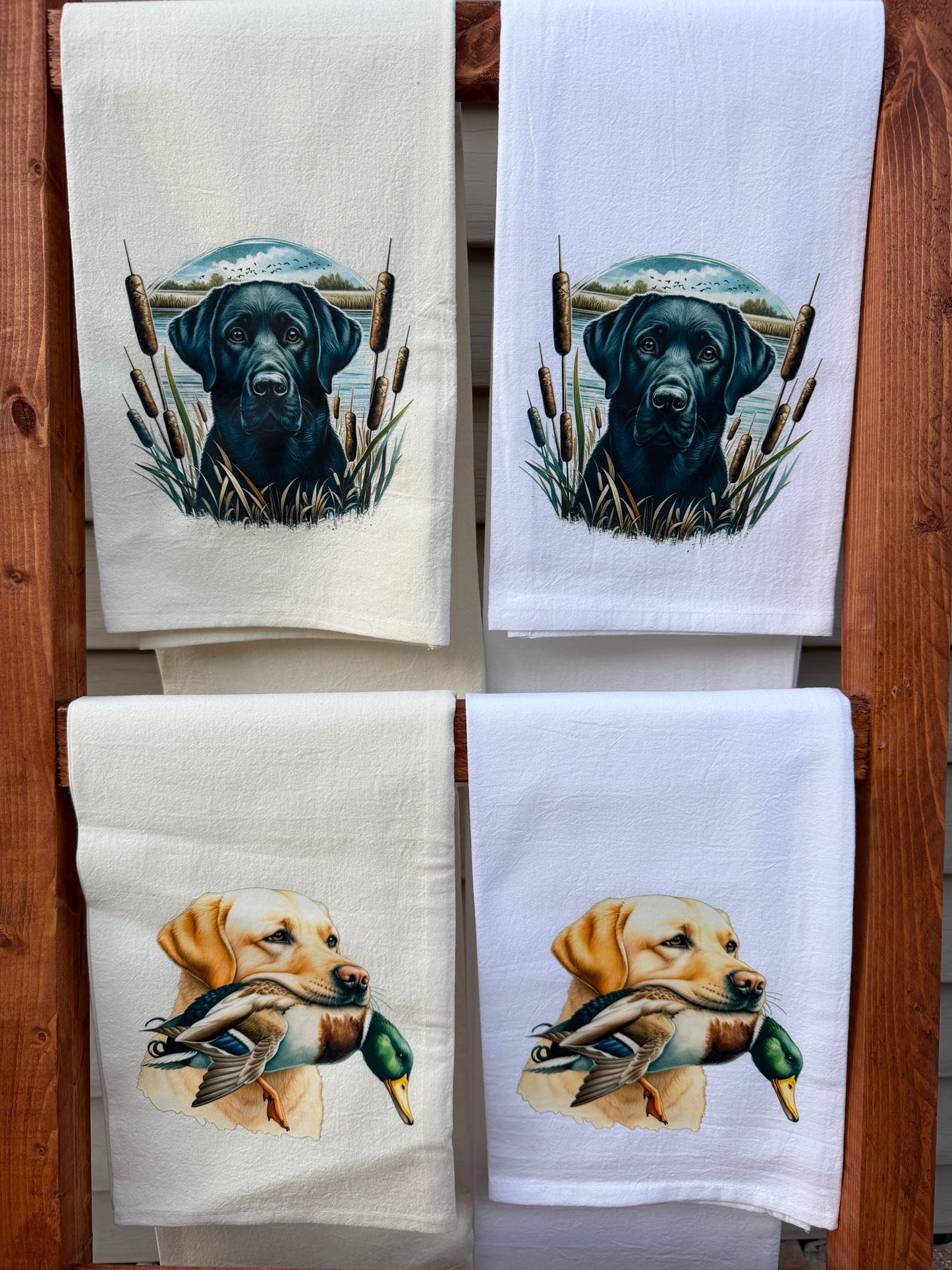 Black Lab Hunting Kitchen Towel | Waterfowl Dog Artwork Dish Towel | Gift for Hunting Enthusiasts