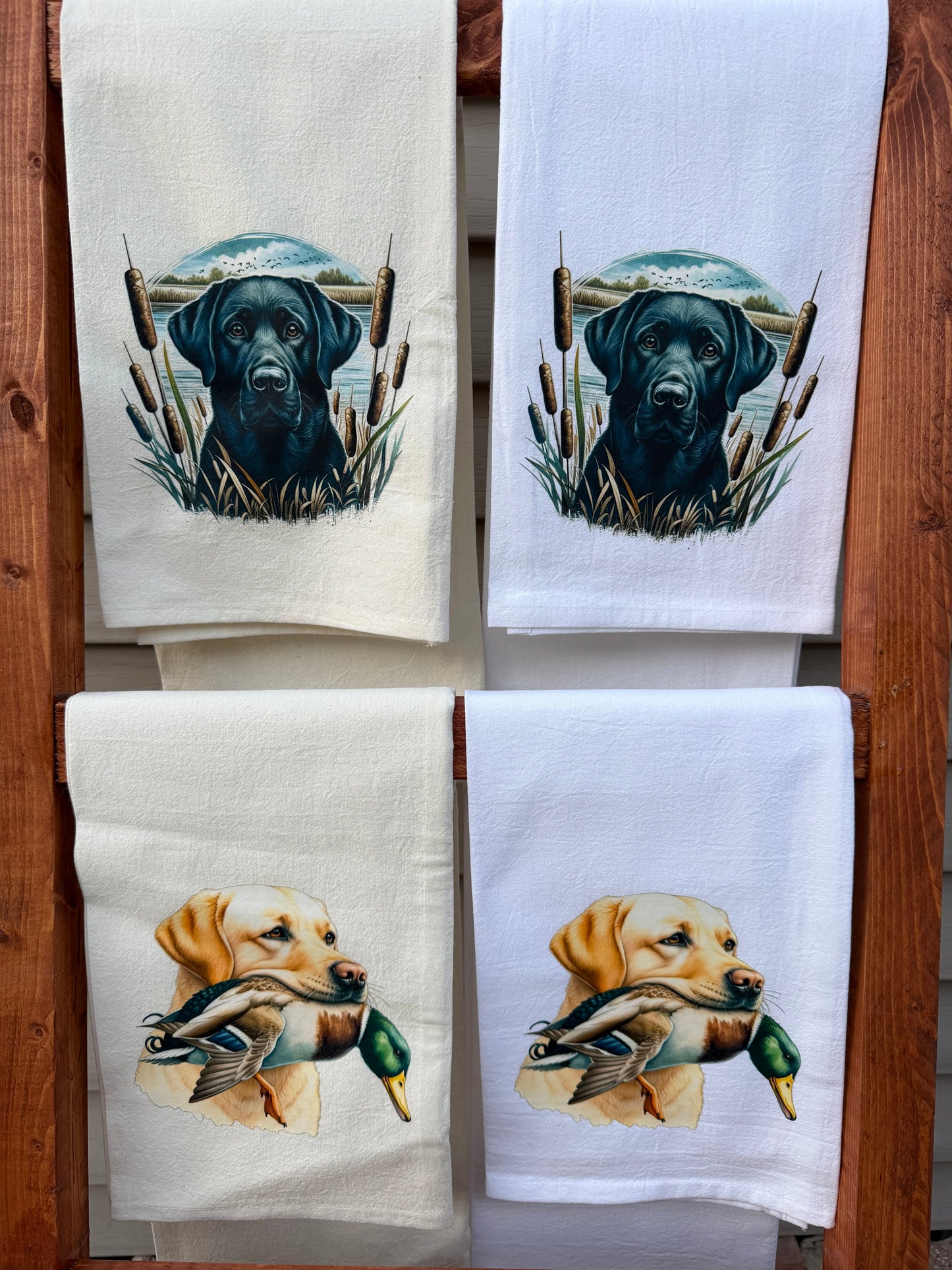 Black Lab Hunting Kitchen Towel | Waterfowl Dog Artwork Dish Towel | Gift for Hunting Enthusiasts