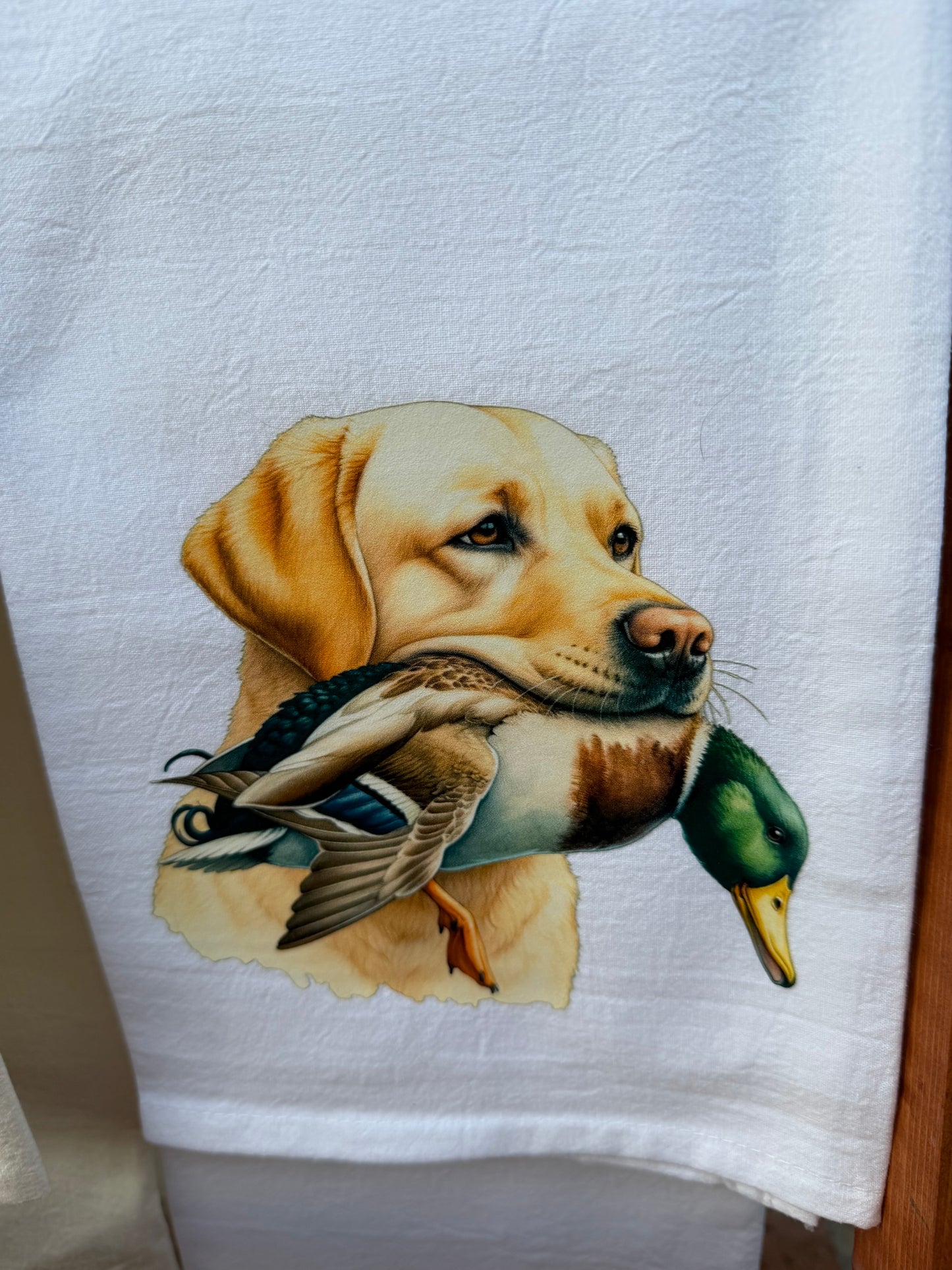 Black Lab Hunting Kitchen Towel | Waterfowl Dog Artwork Dish Towel | Gift for Hunting Enthusiasts