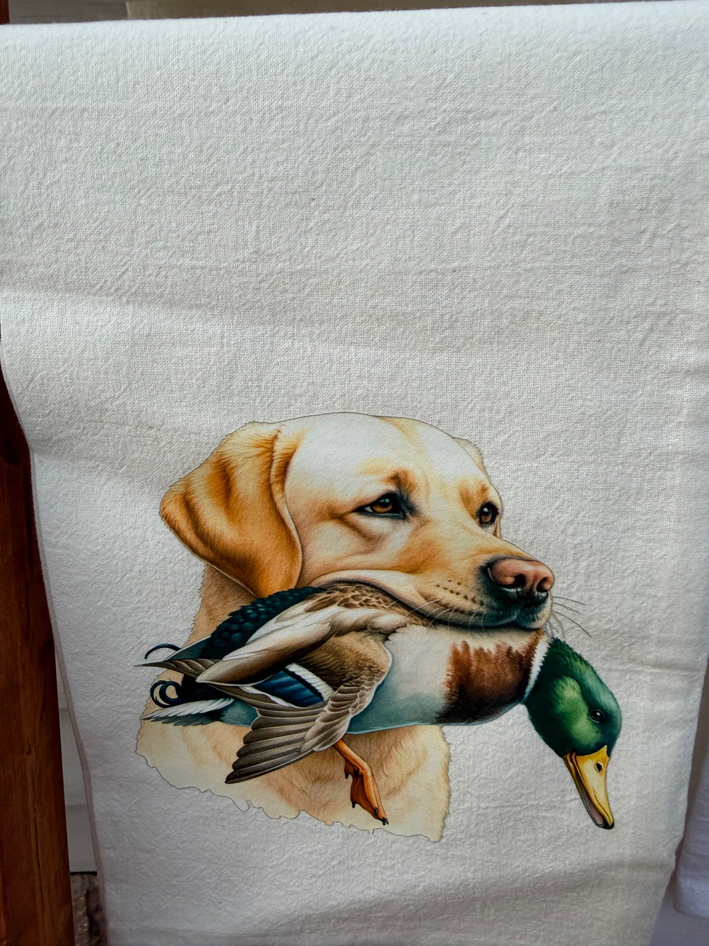 Black Lab Hunting Kitchen Towel | Waterfowl Dog Artwork Dish Towel | Gift for Hunting Enthusiasts