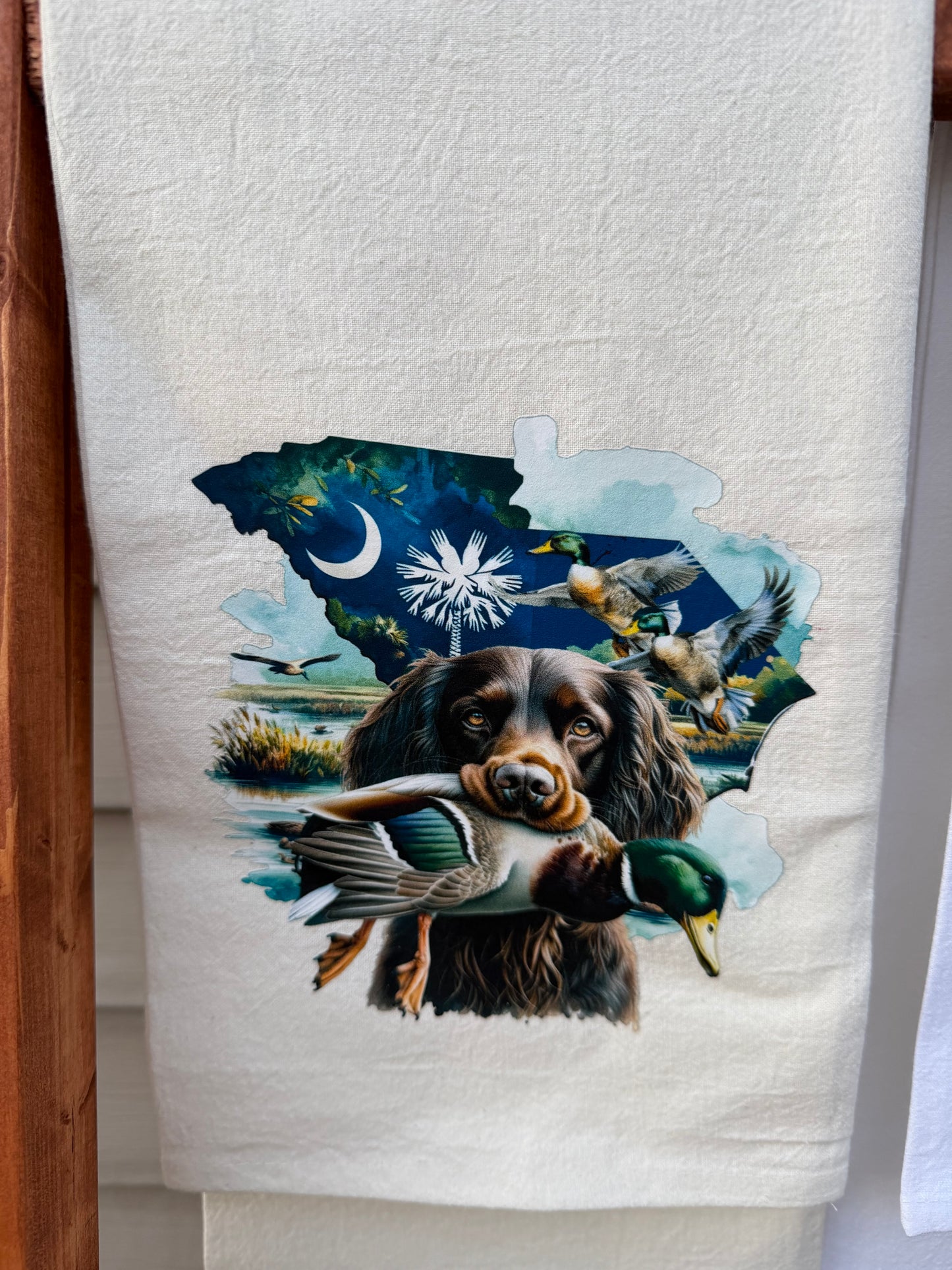 Boykin Spaniel Duck Hunting Kitchen Towel | Waterfowl Hunting Dog Dish Towel | Gift for Hunters