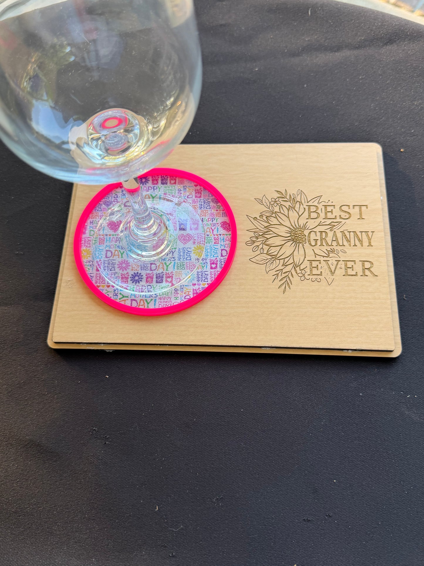 Mother’s Day Coaster Card Gift | Best Mimi, Granny, Gigi, Mom  Ever Engraved Wood Card | Reusable Keepsake Coaster Gift for Mom