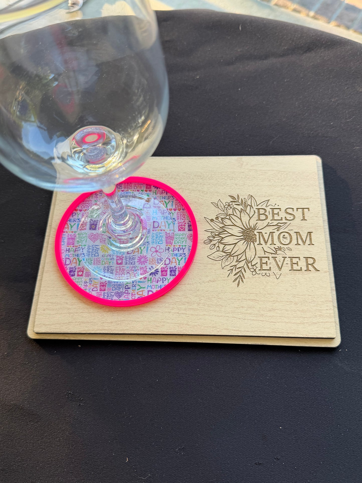 Mother’s Day Coaster Card Gift | Best Mimi, Granny, Gigi, Mom  Ever Engraved Wood Card | Reusable Keepsake Coaster Gift for Mom