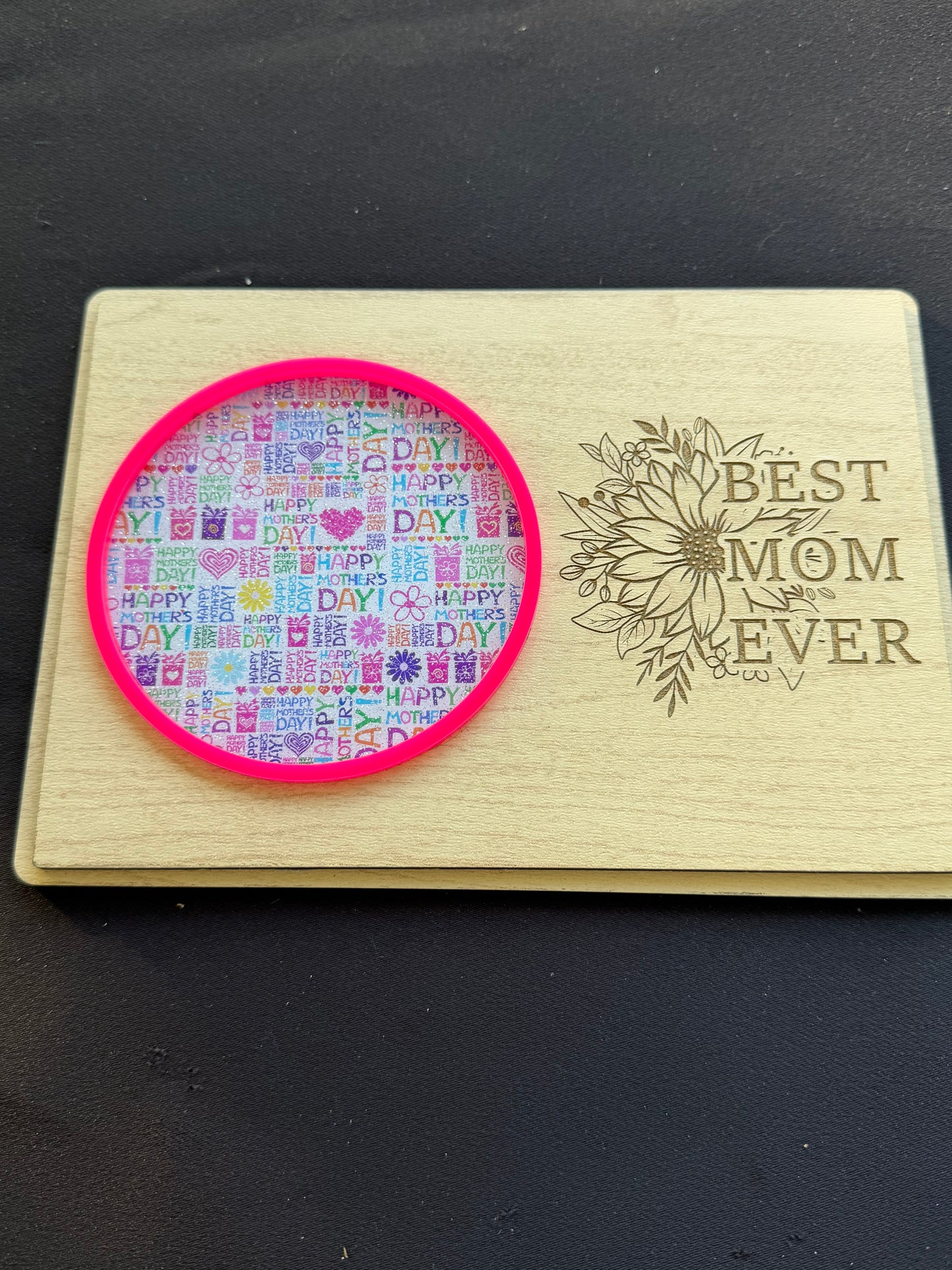 Mother’s Day Coaster Card Gift | Best Mimi, Granny, Gigi, Mom  Ever Engraved Wood Card | Reusable Keepsake Coaster Gift for Mom