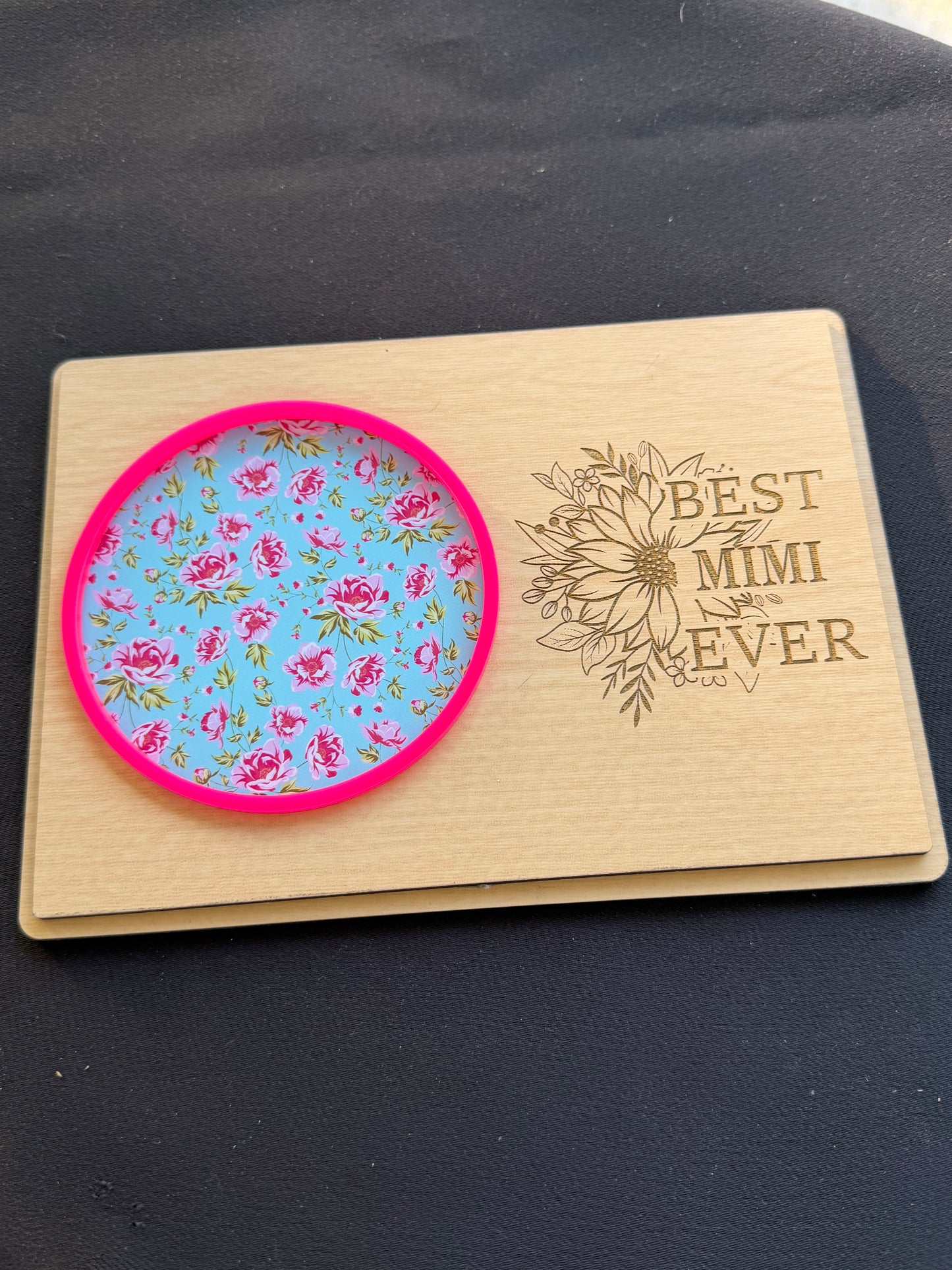 Mother’s Day Coaster Card Gift | Best Mimi, Granny, Gigi, Mom  Ever Engraved Wood Card | Reusable Keepsake Coaster Gift for Mom