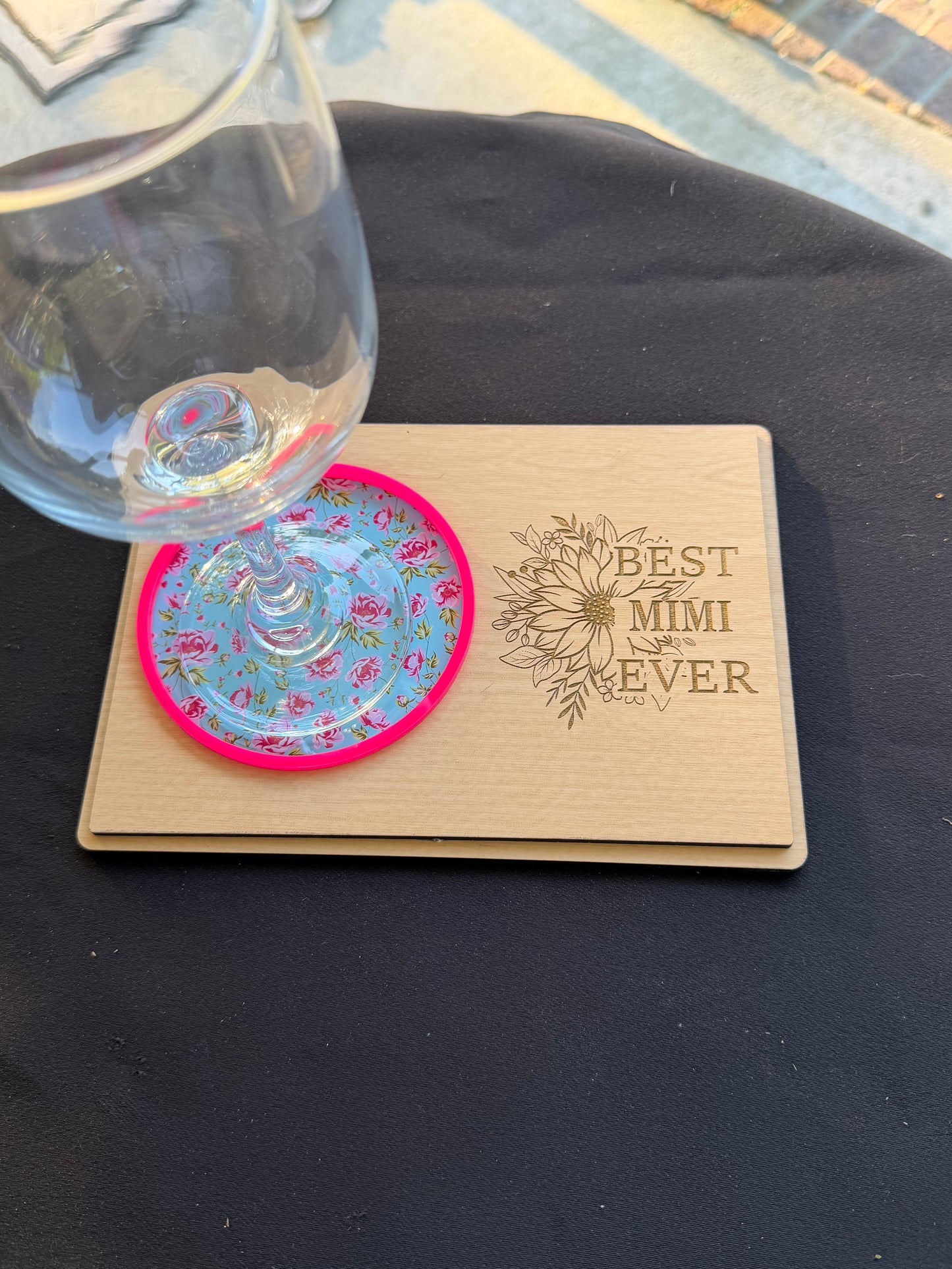 Mother’s Day Coaster Card Gift | Best Mimi, Granny, Gigi, Mom  Ever Engraved Wood Card | Reusable Keepsake Coaster Gift for Mom