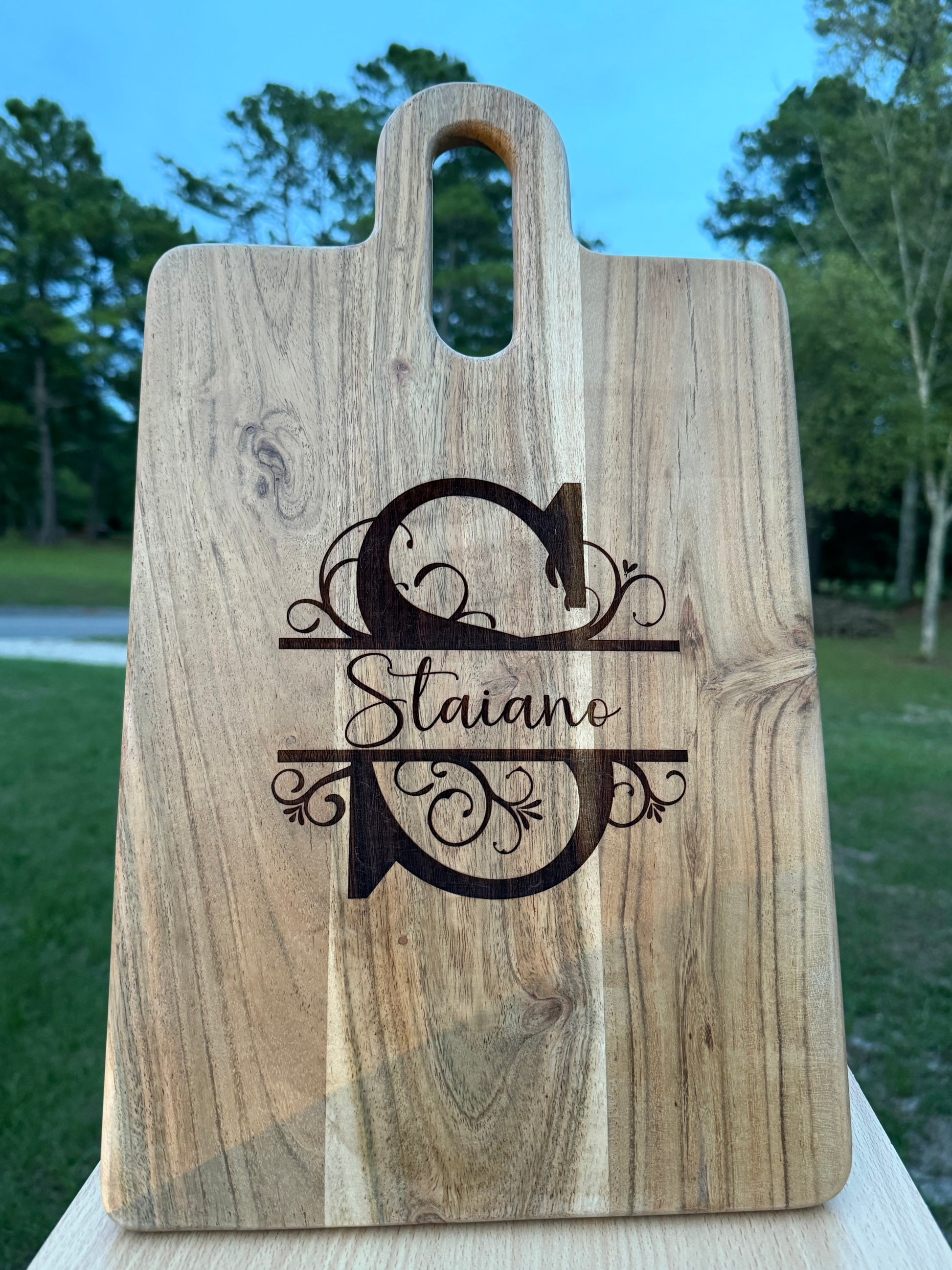 Personalized decorative cutting boards with monogram