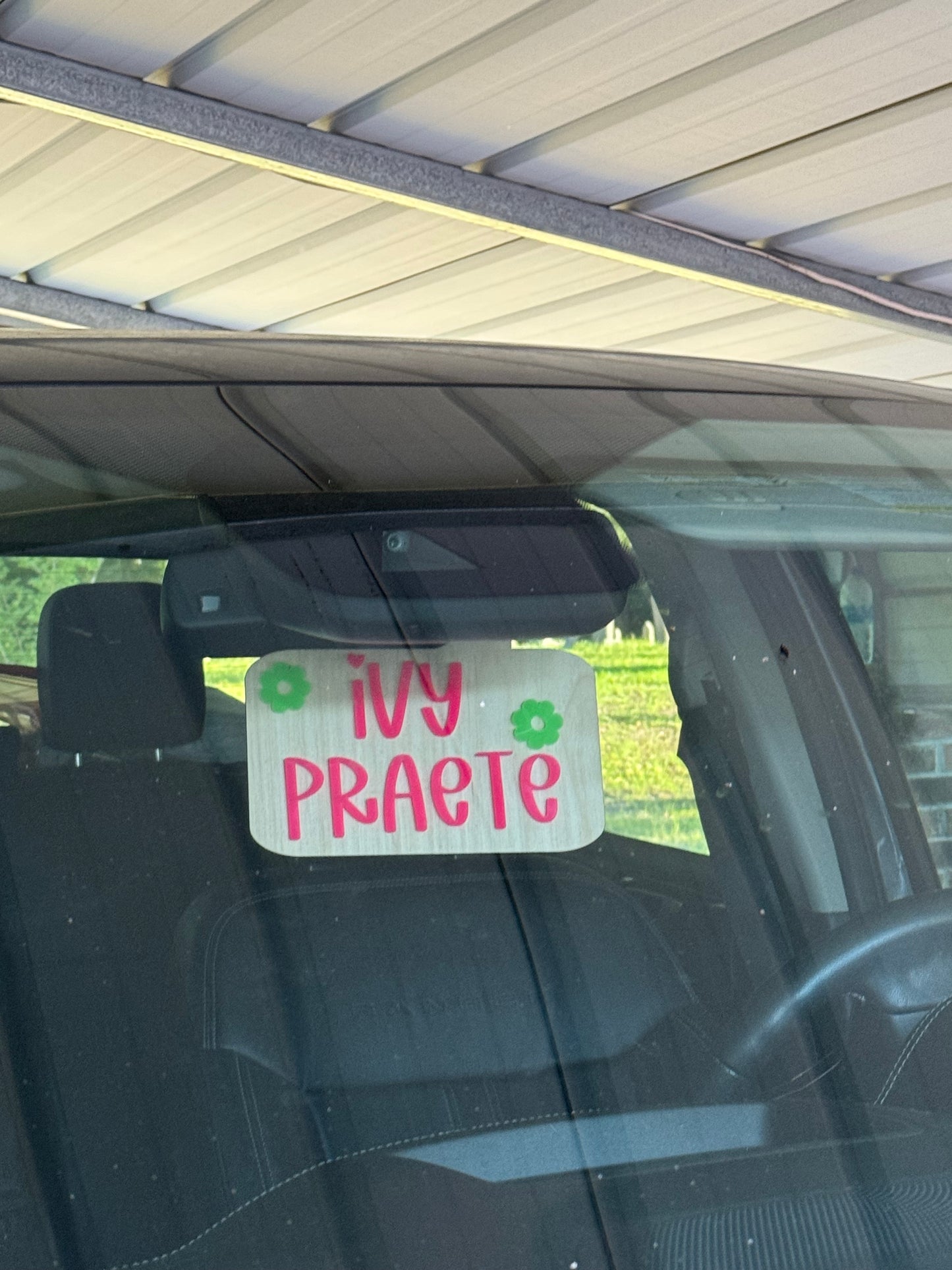 Rear View Mirror Car Rider Sign — Easy Pickup ID Tag for School & Daycare
